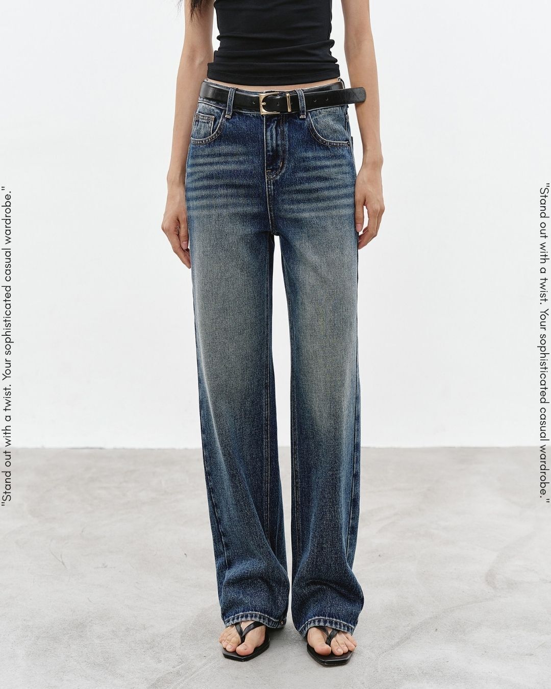 wash-finished straight leg denim pants【NINE0323】