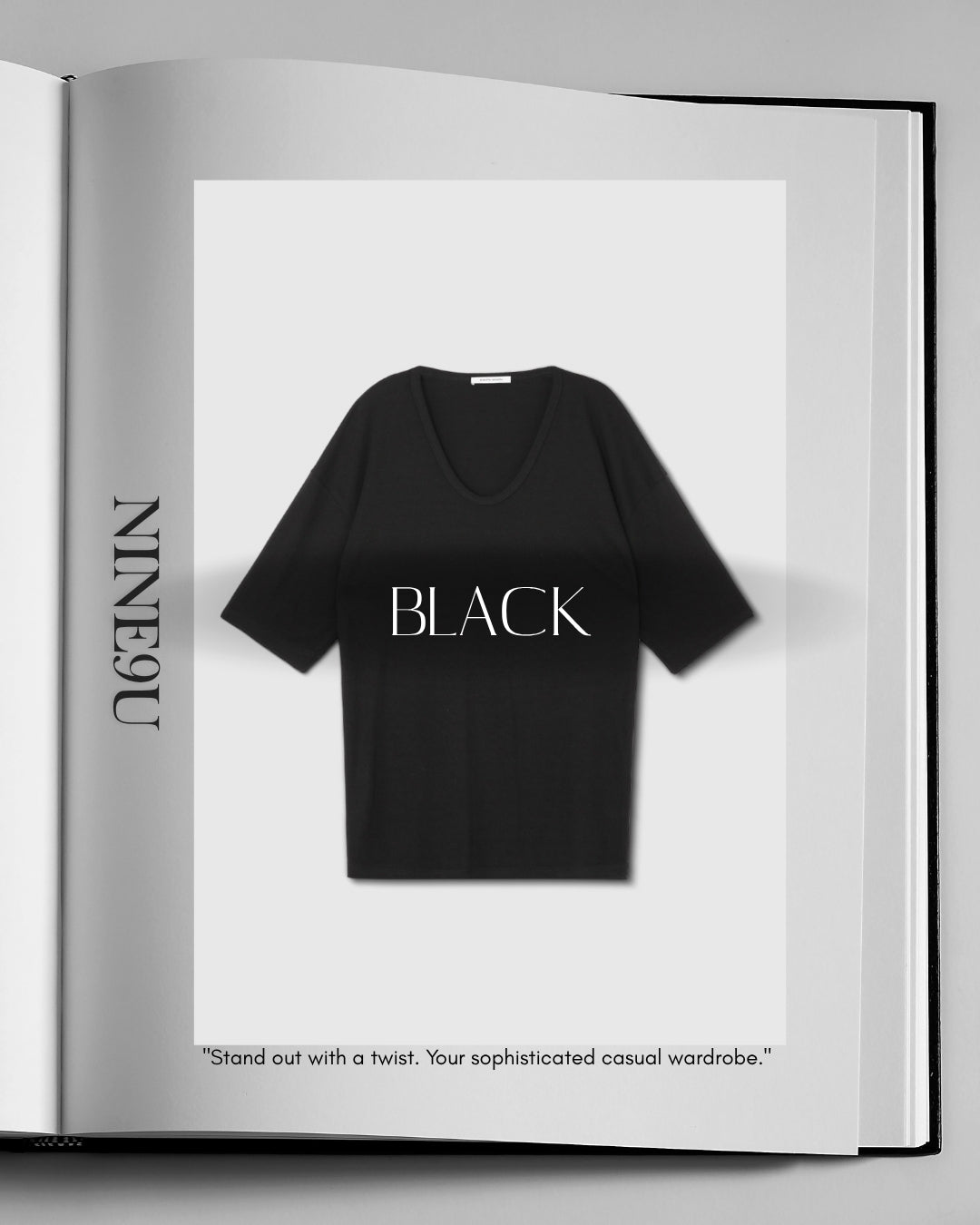 u-neck short sleeve t-shirt 2color【NINE0348】