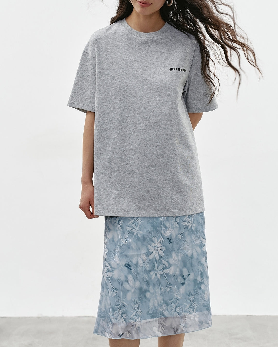 mini print oversized t-shirt 2color【NINE0349】