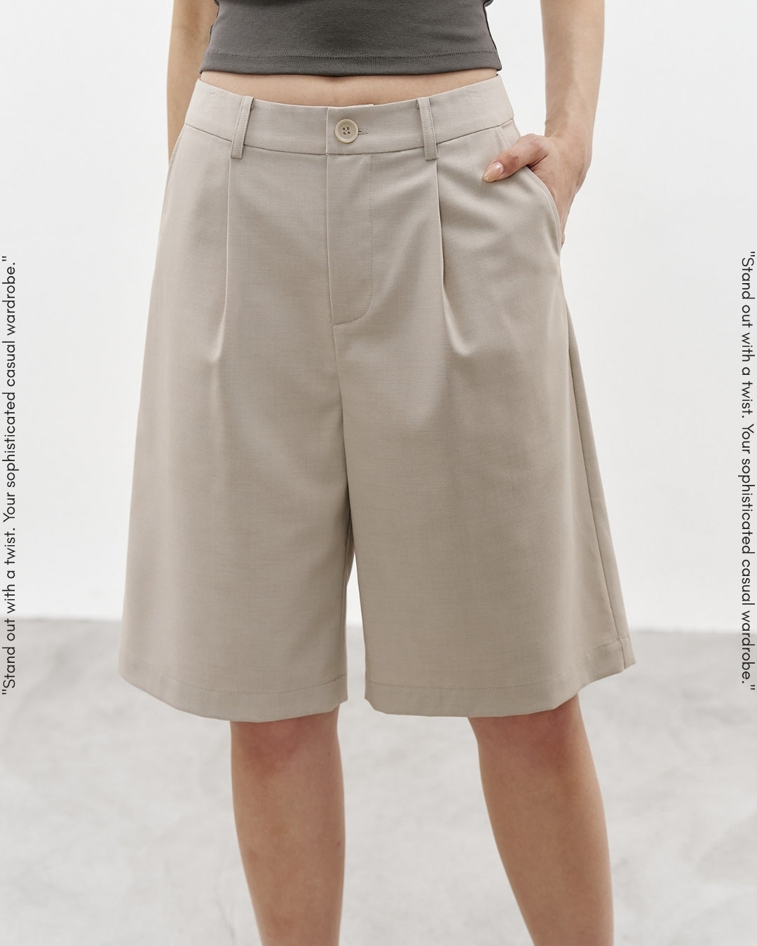 basic tuck half pants 2color【NINE0358】