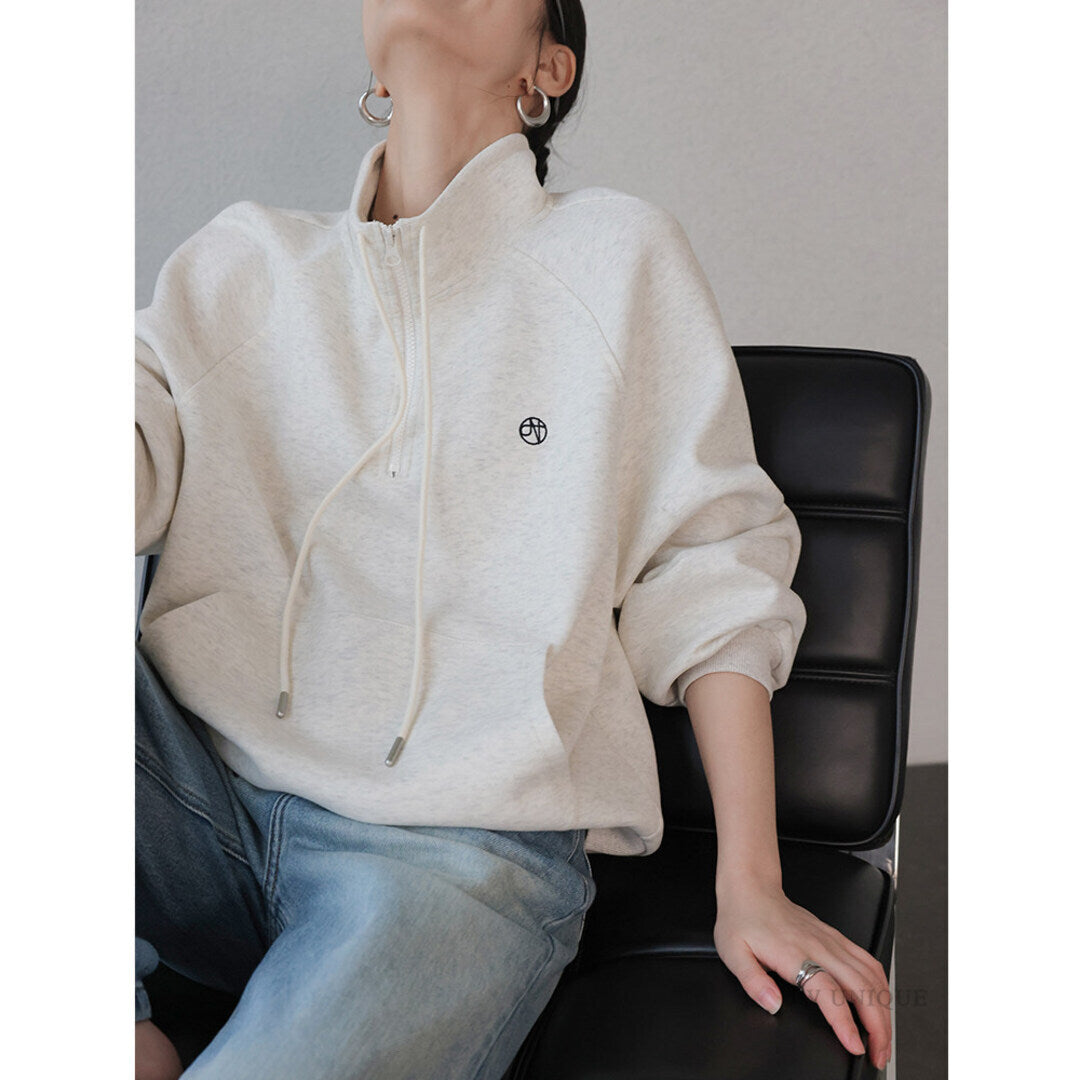 stand collar half-zip sweatshirt 2color【NINE0223】