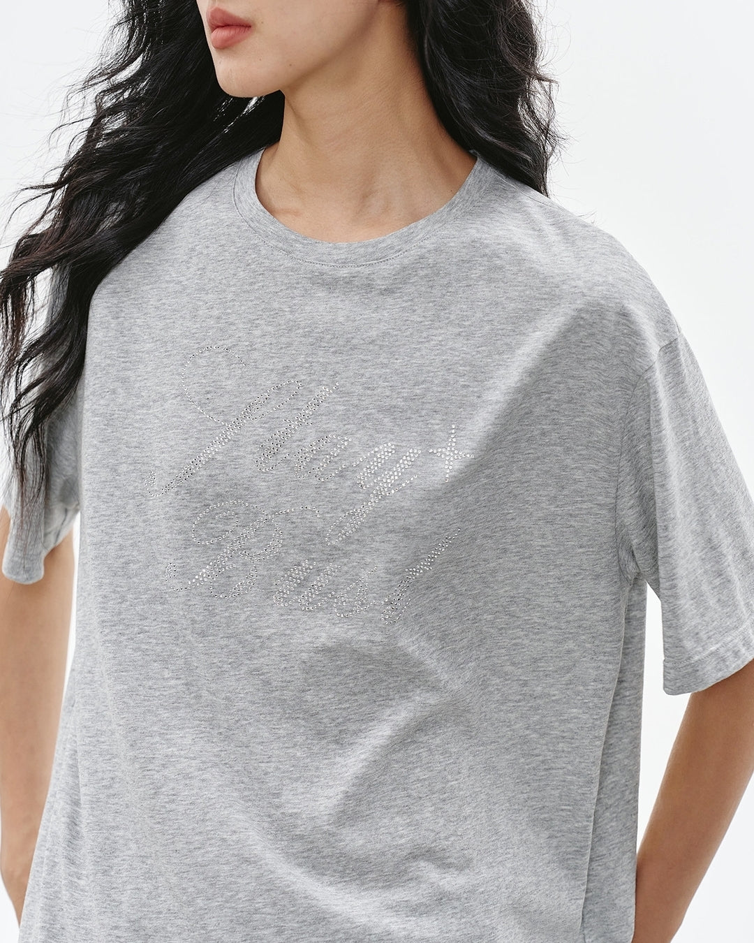rhinestone logo t-shirt 2color【NINE0306】