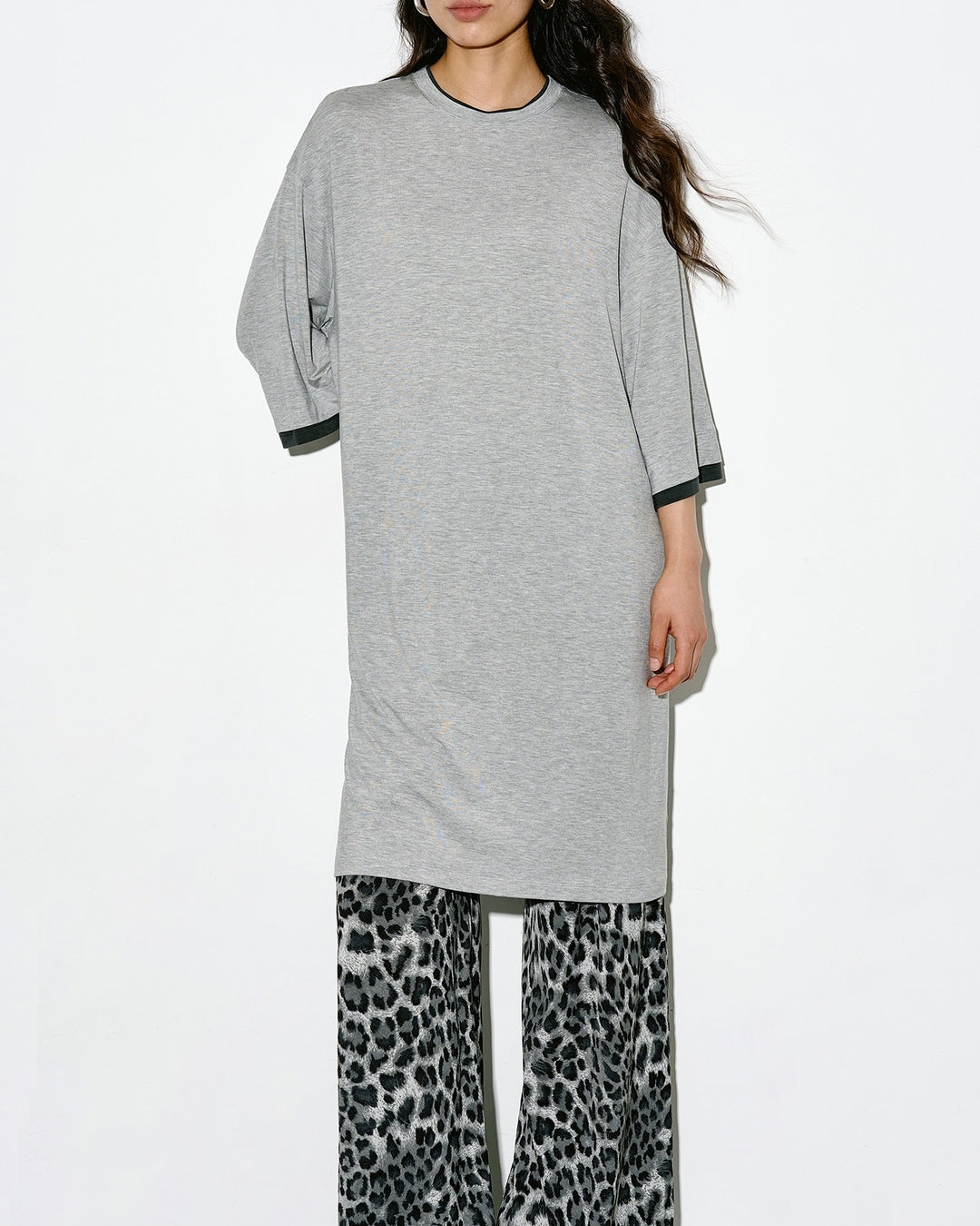 oversized two-tone t-shirt 2color【NINE0327】