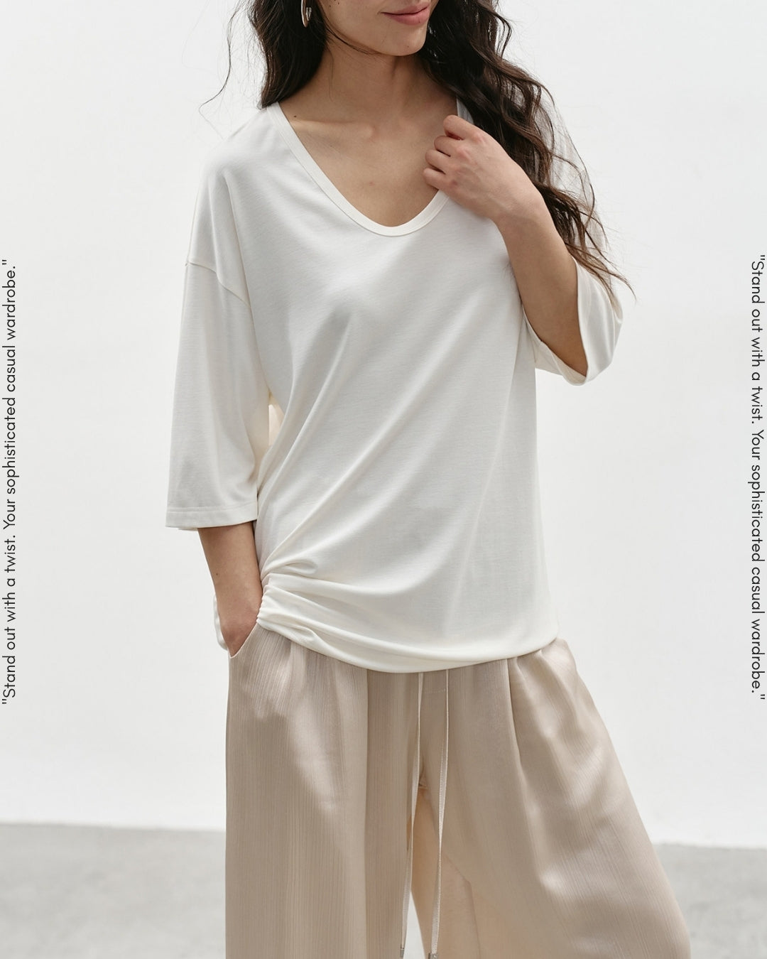 u-neck short sleeve t-shirt 2color【NINE0348】