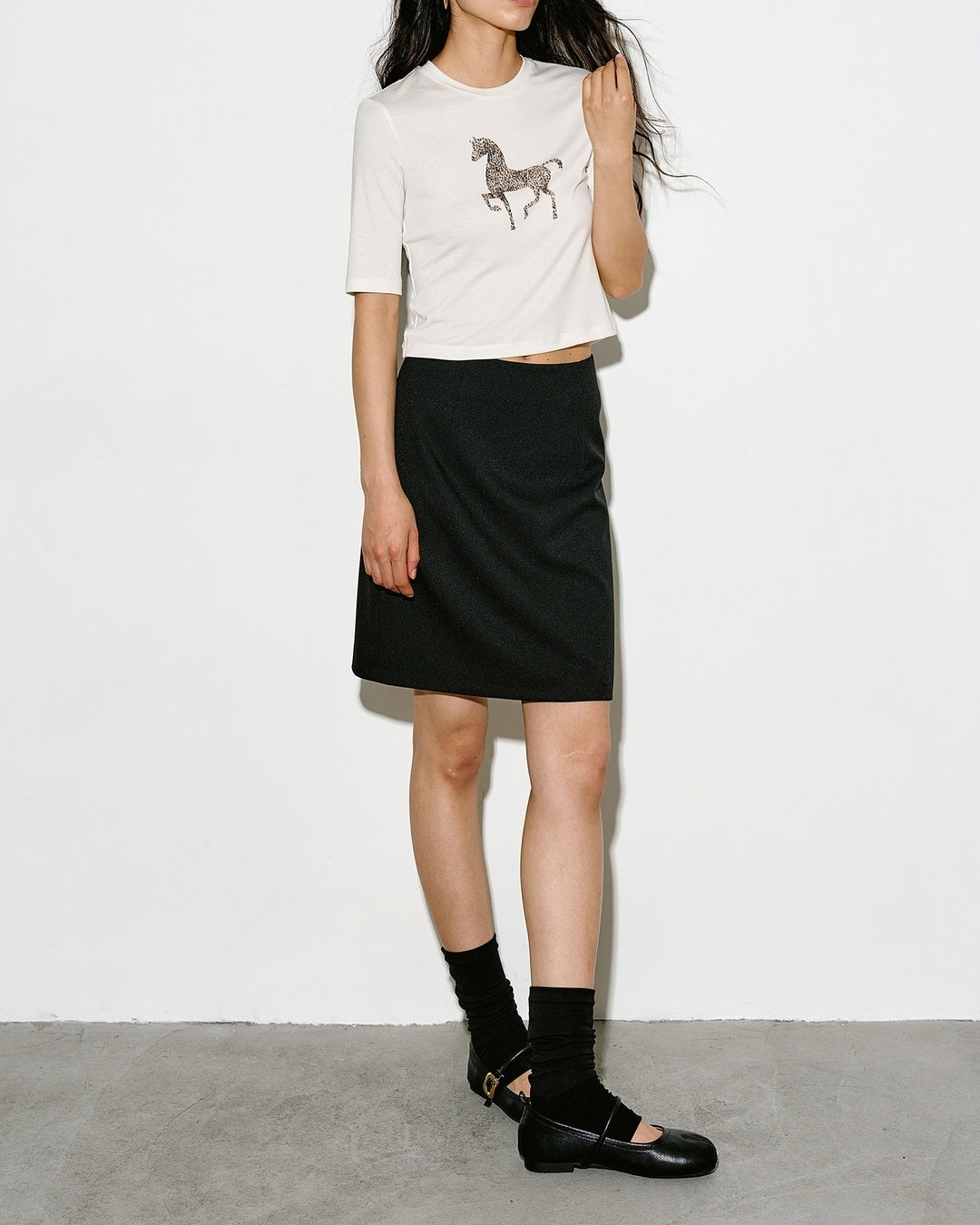 leopard horse print t-shirt【NINE0340】