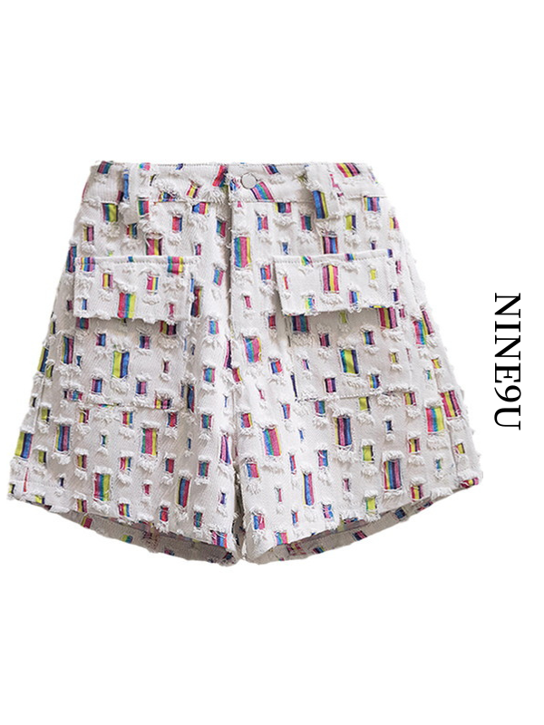 unique colorful rainbow short-pants 3color【NINE9044】