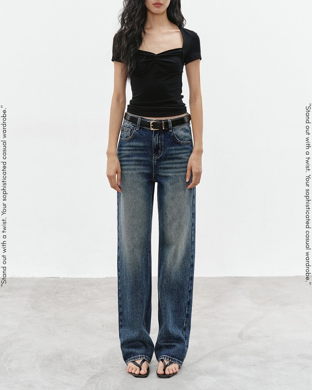 wash-finished straight leg denim pants【NINE0323】