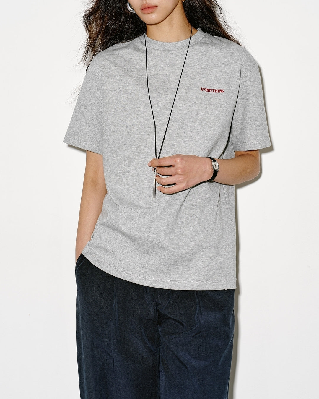 mini print basic t-shirt 2color【NINE0351】