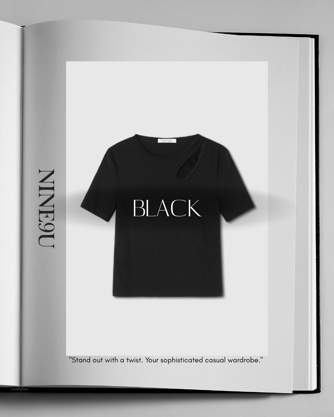 cut-out asymmetrical t-shirt 2color【NINE0310】