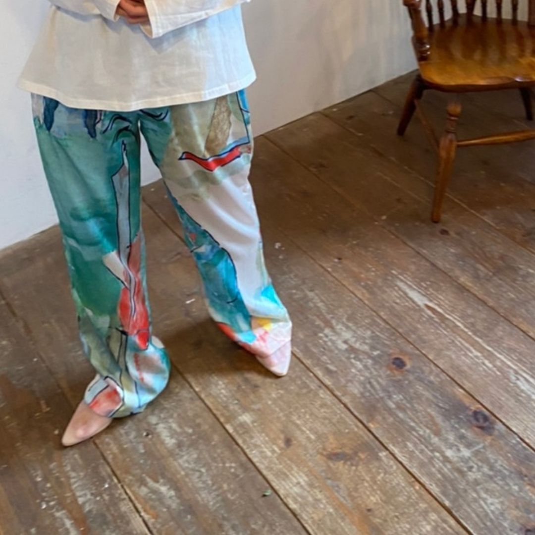 WATERCOLOR printing design pants【NINE4318】