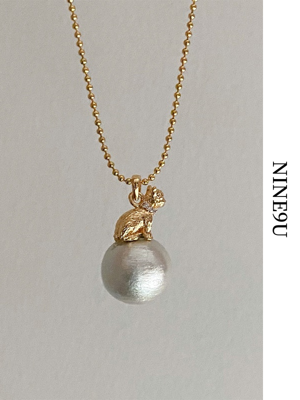 pearl feminine cat necklace【NINE6713】