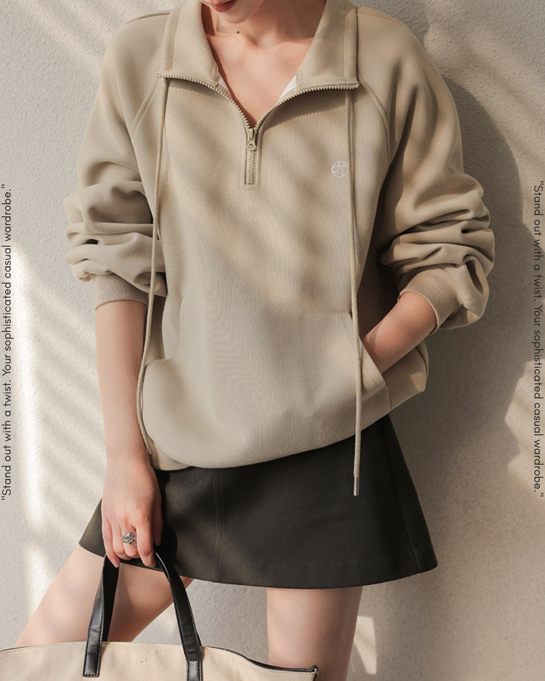 stand collar half-zip sweatshirt 2color【NINE0223】