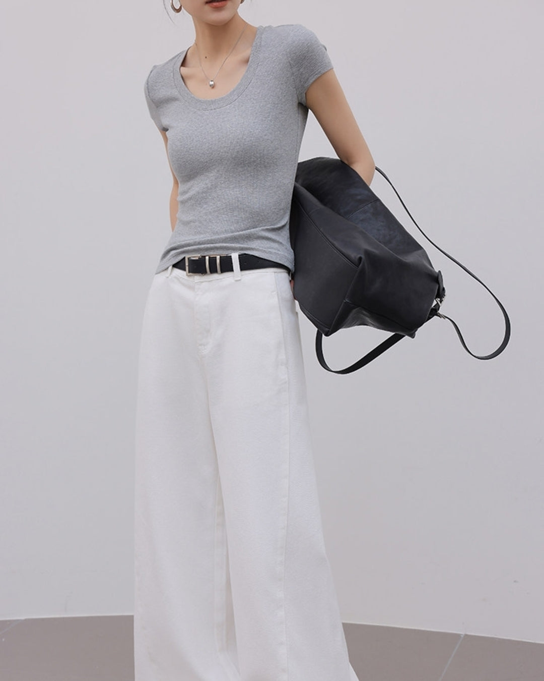 round neck slim tops 3color【NINE0184】