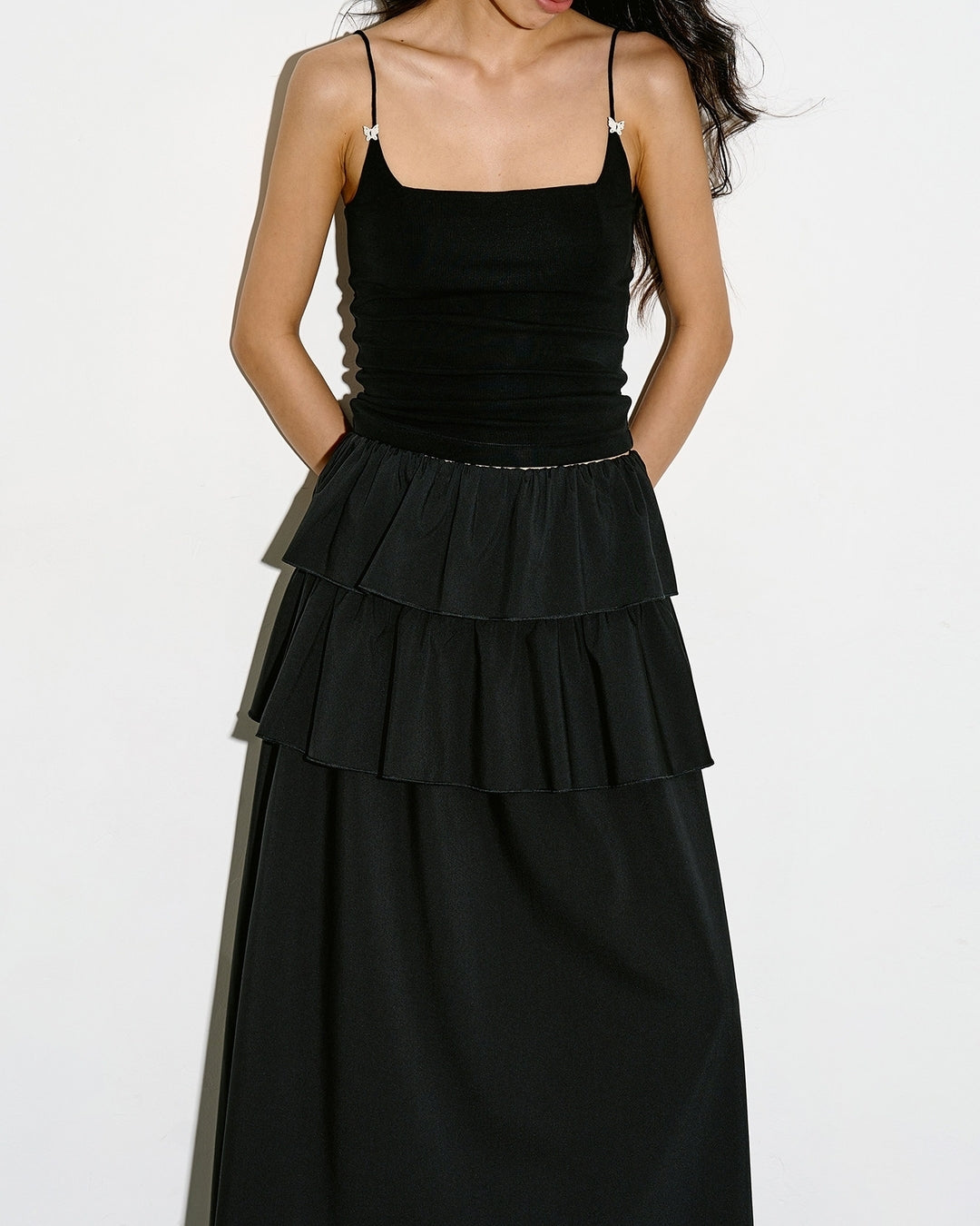 tiered a-line long skirt【NINE0338】