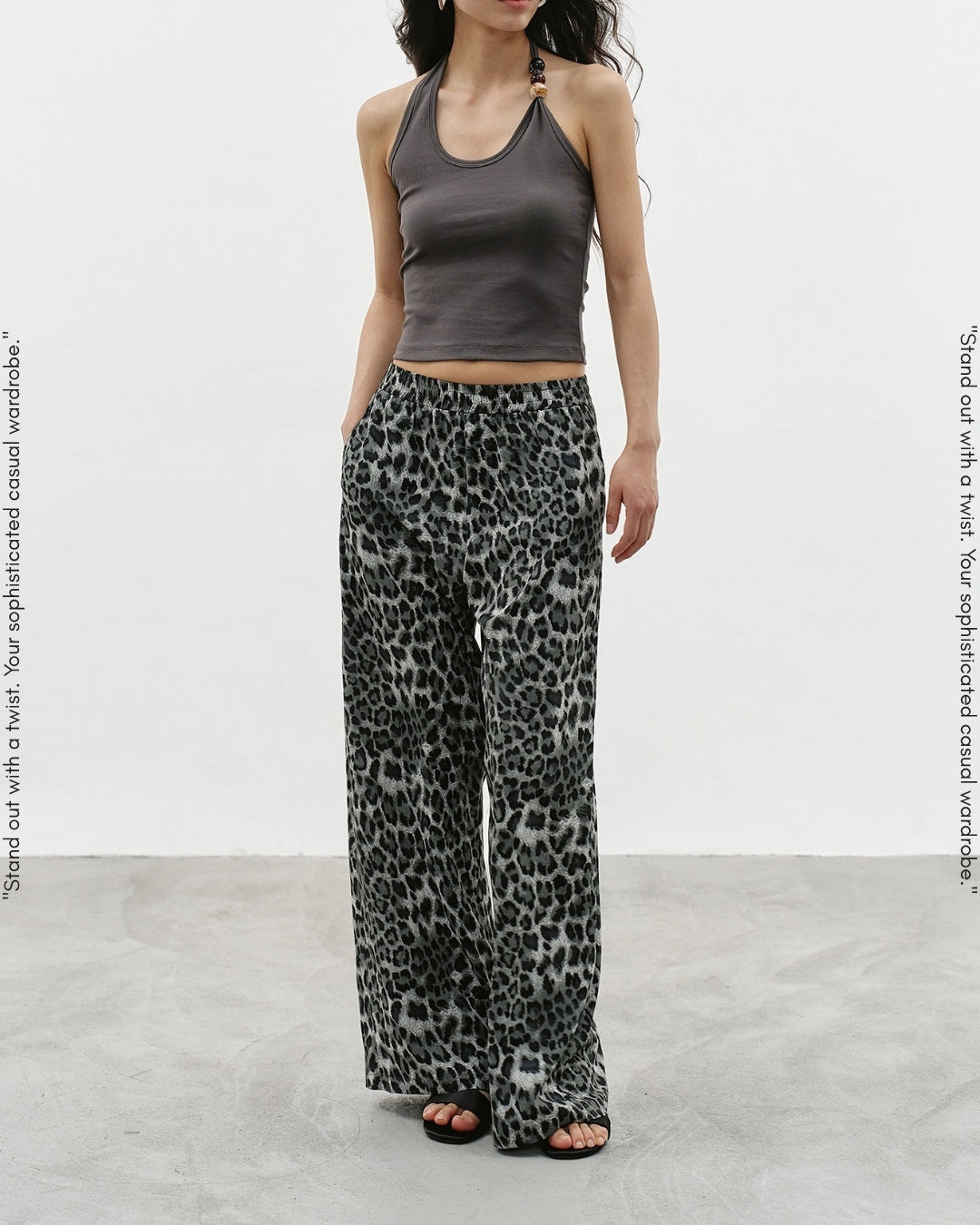 leopard print wide leg pants【NINE0341】
