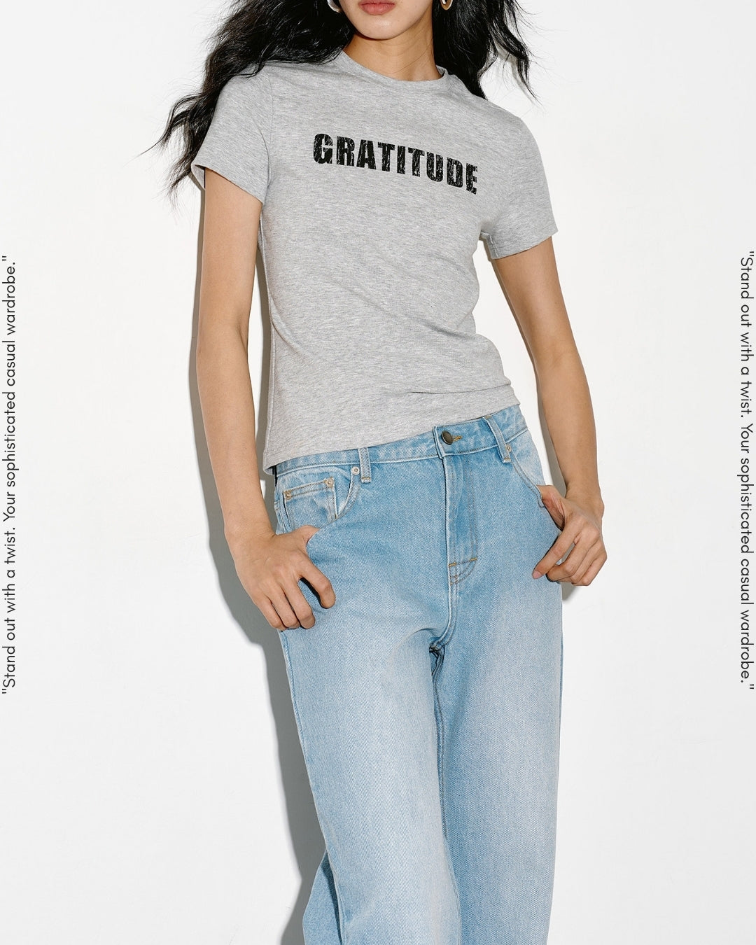 lettering print slim fit t-shirt 2color【NINE0354】