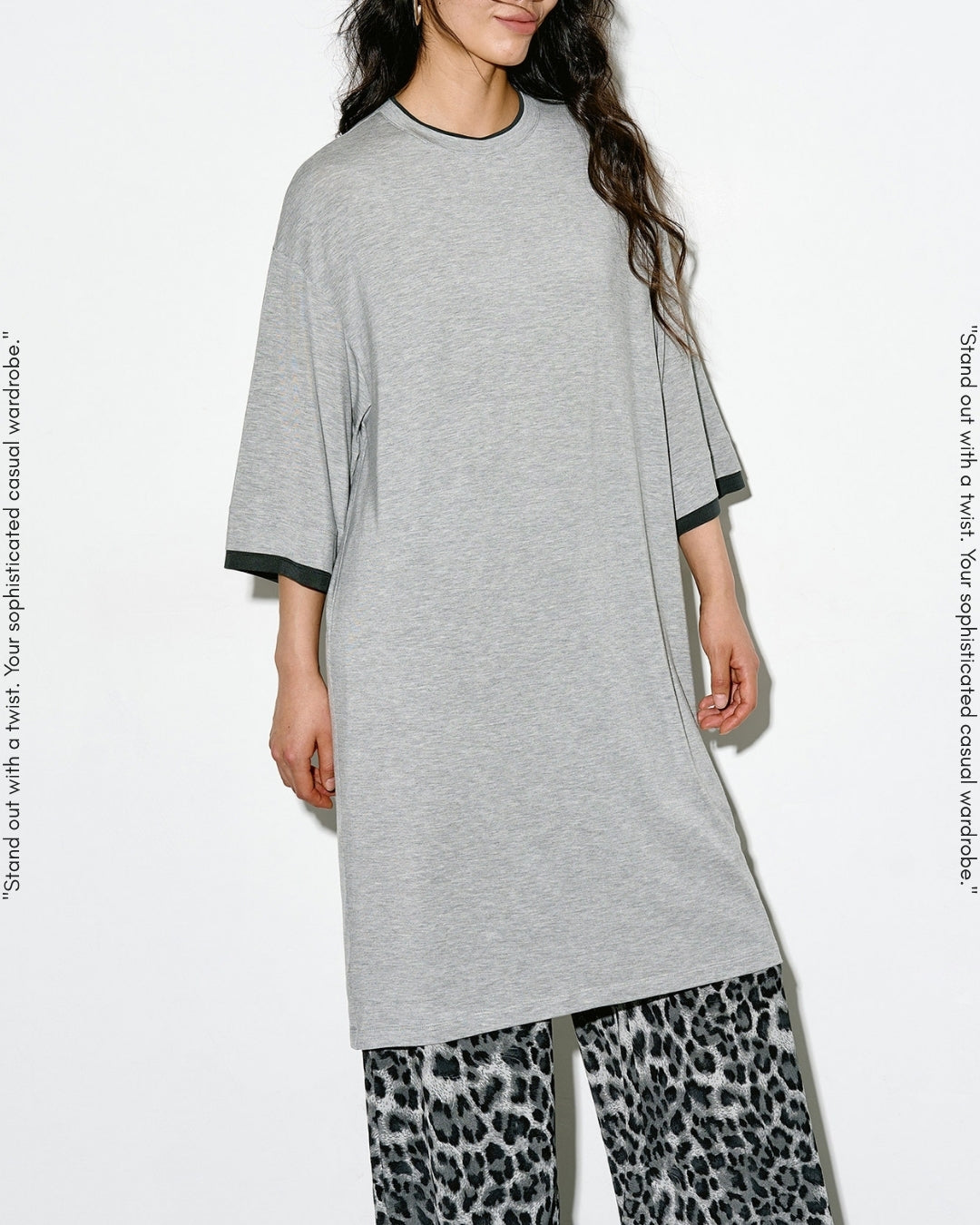 oversized two-tone t-shirt 2color【NINE0327】