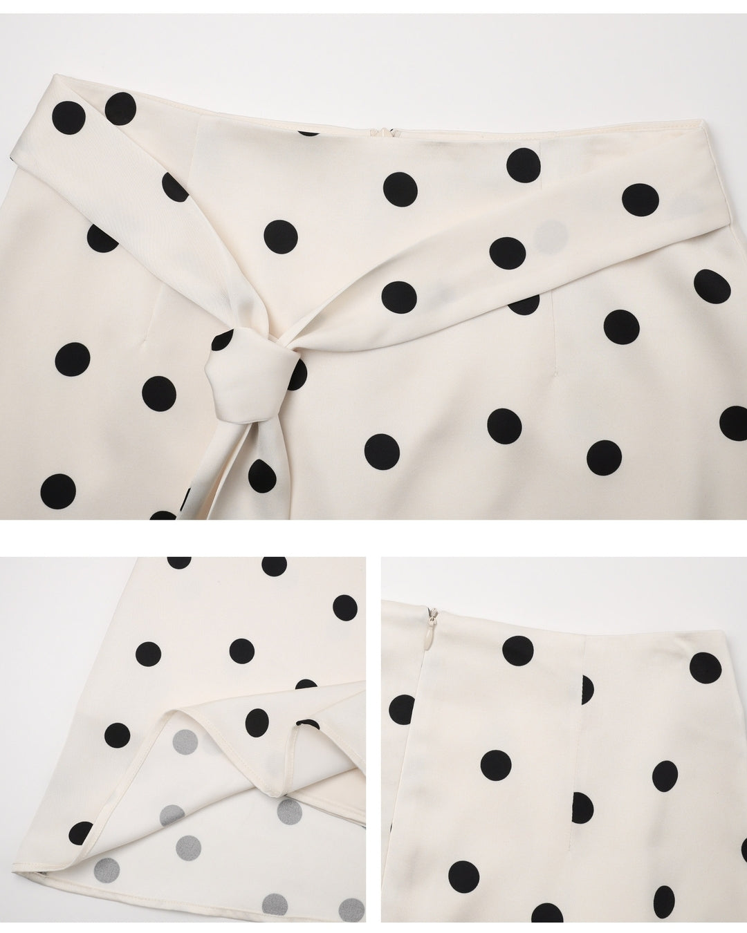 asymmetrical dot pattern ribbon skirt【NINE0345】