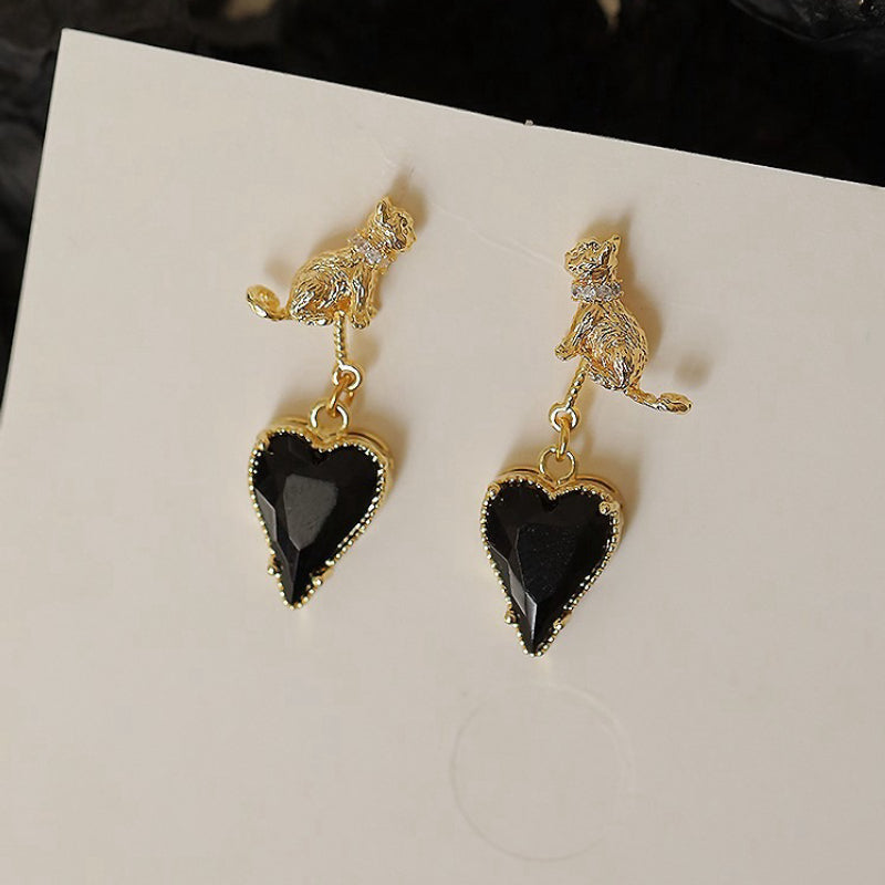 CAT black heart pierce【NINE1232】