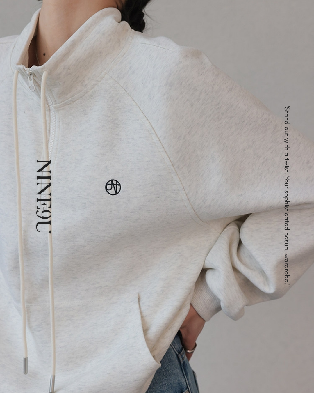 stand collar half-zip sweatshirt 2color【NINE0223】