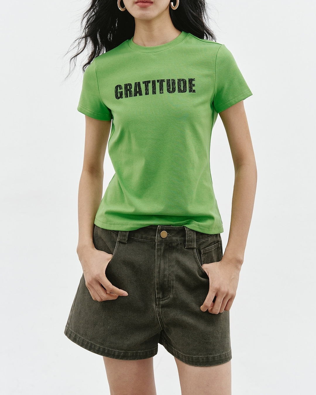 lettering print slim fit t-shirt 2color【NINE0354】