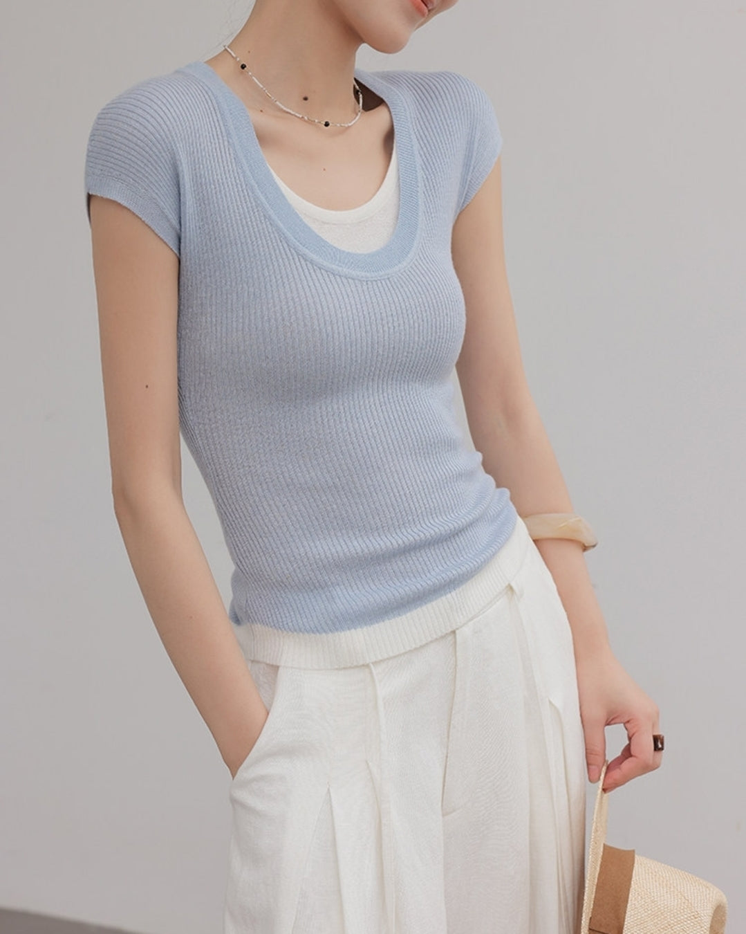 fake layered slim tops 3color【NINE0217】