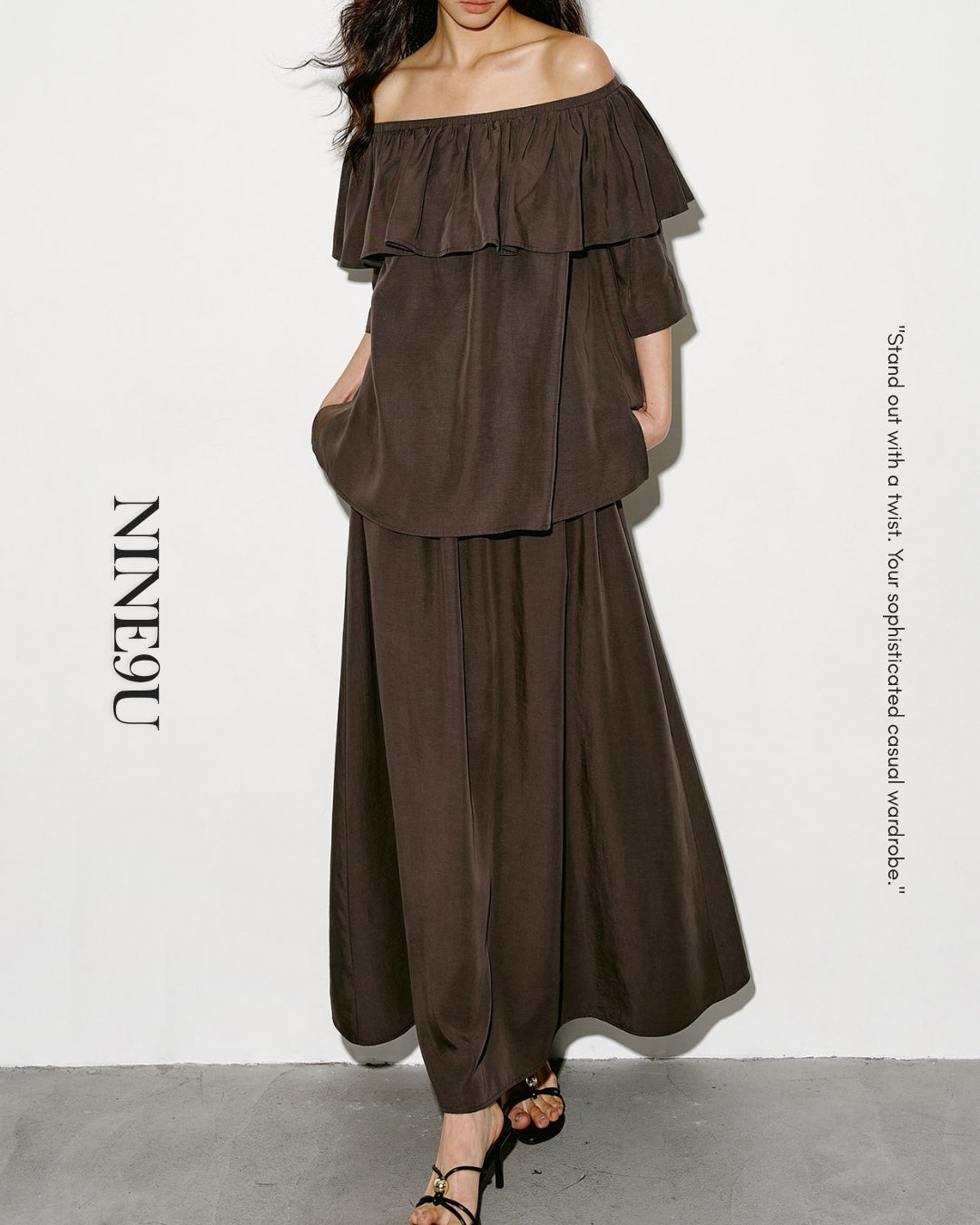2-way frill blouse & skirt setup【NINE0352】