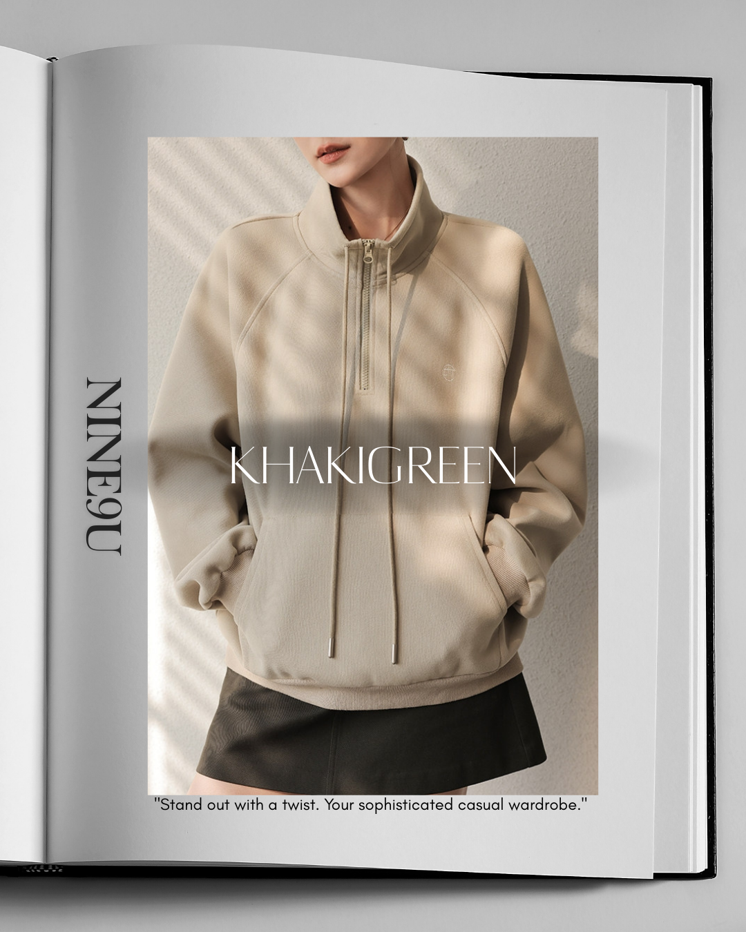 stand collar half-zip sweatshirt 2color【NINE0223】