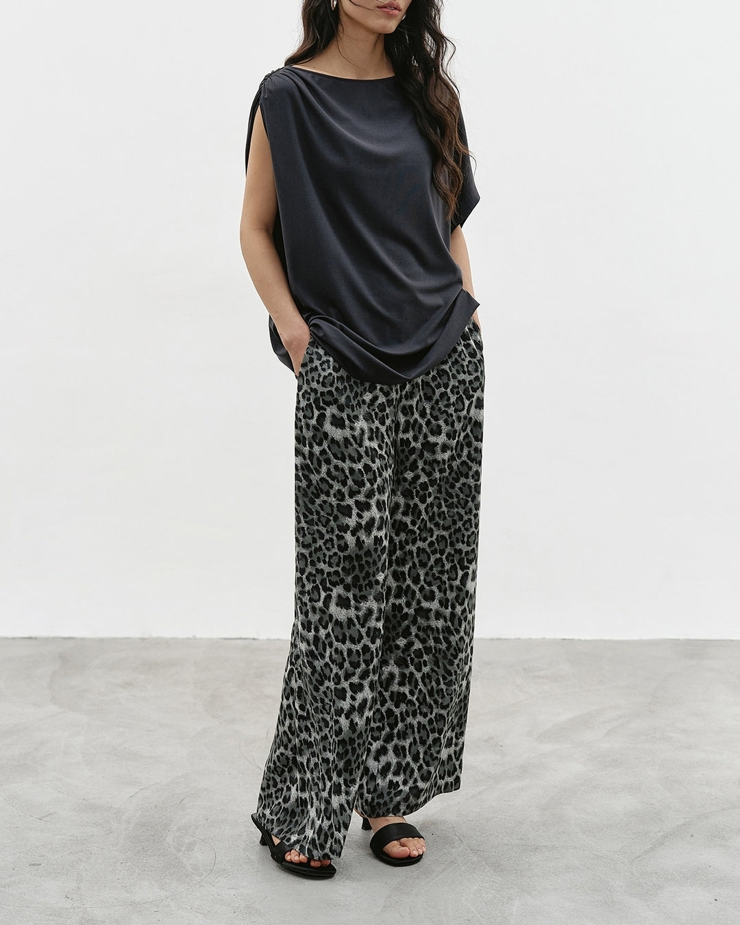 leopard print wide leg pants【NINE0341】