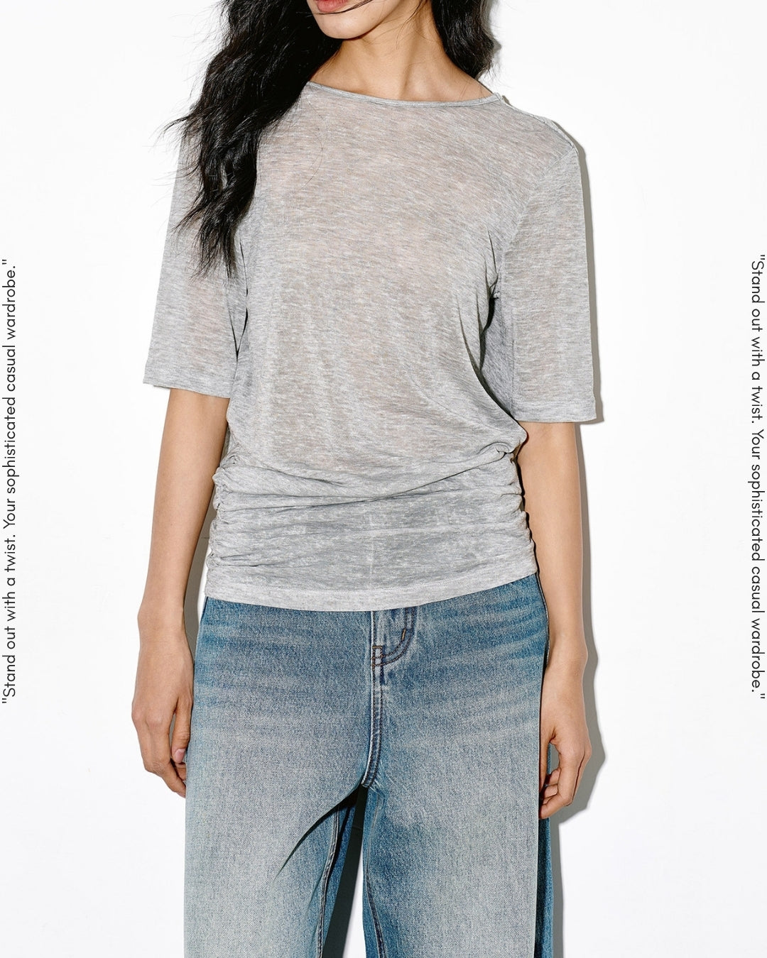 back-open short-sleeve t-shirt 2color【NINE0356】