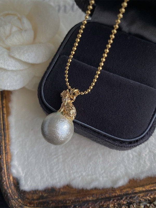pearl feminine cat necklace【NINE6713】