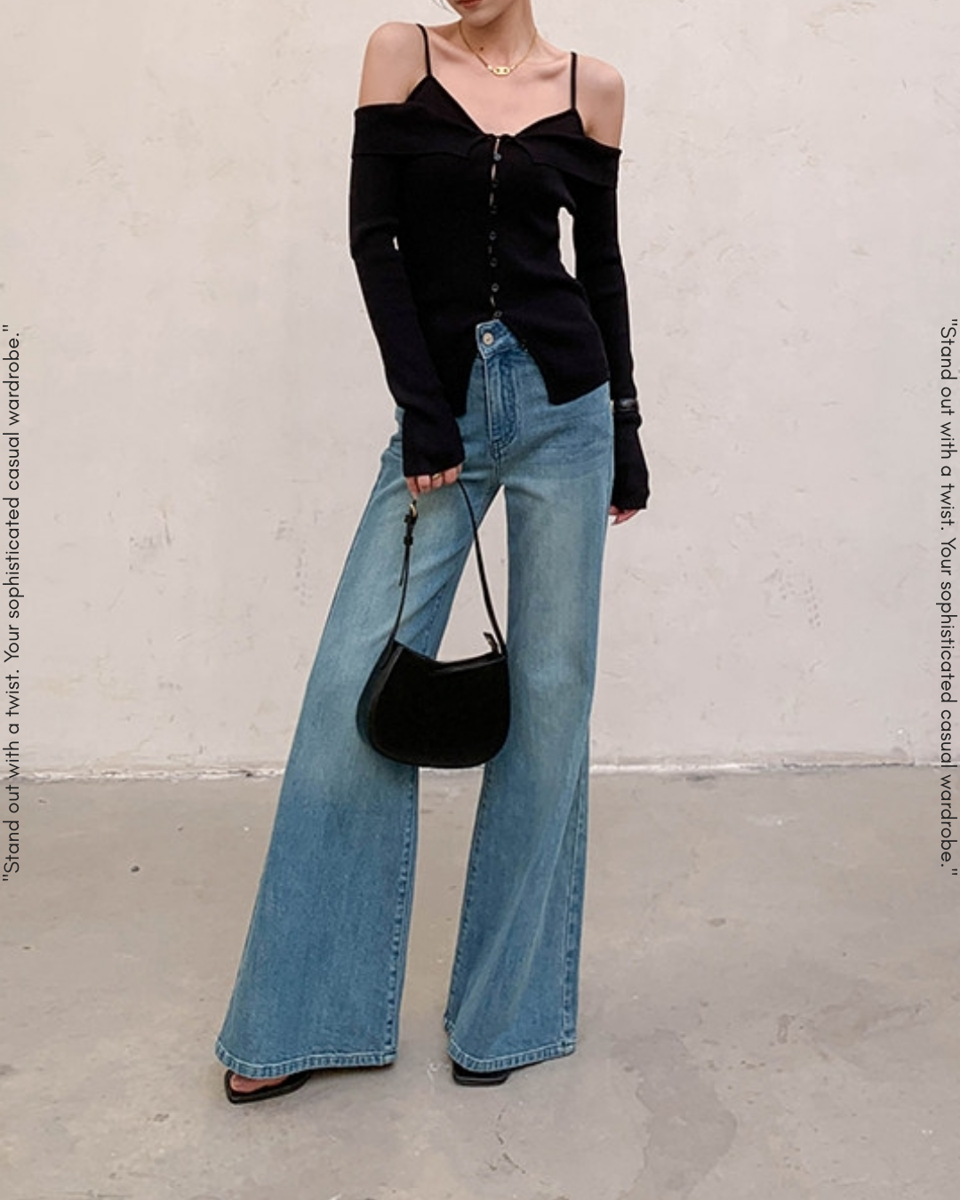 vintage-style wide-leg denim pants【NINE0219】