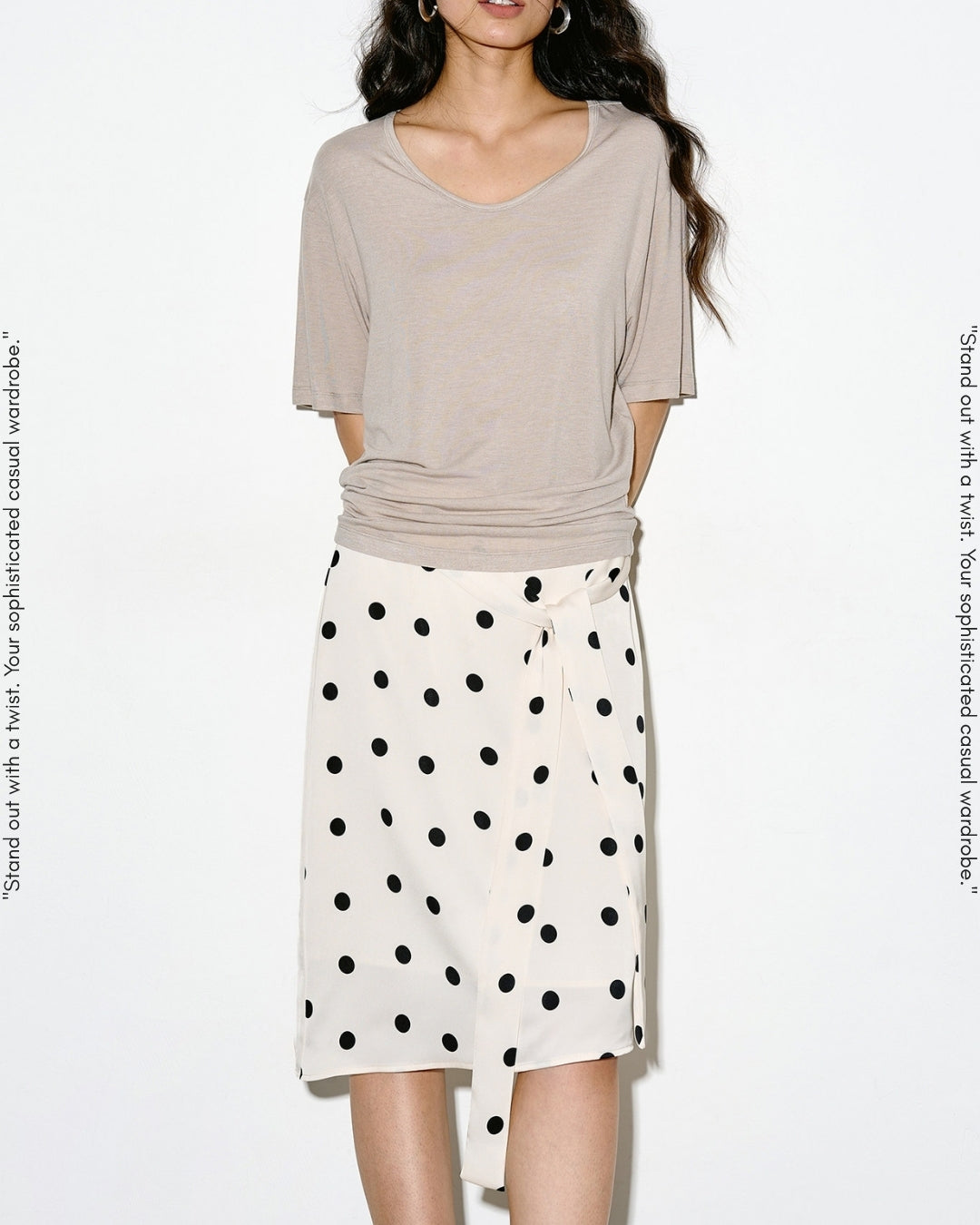 asymmetrical dot pattern ribbon skirt【NINE0345】