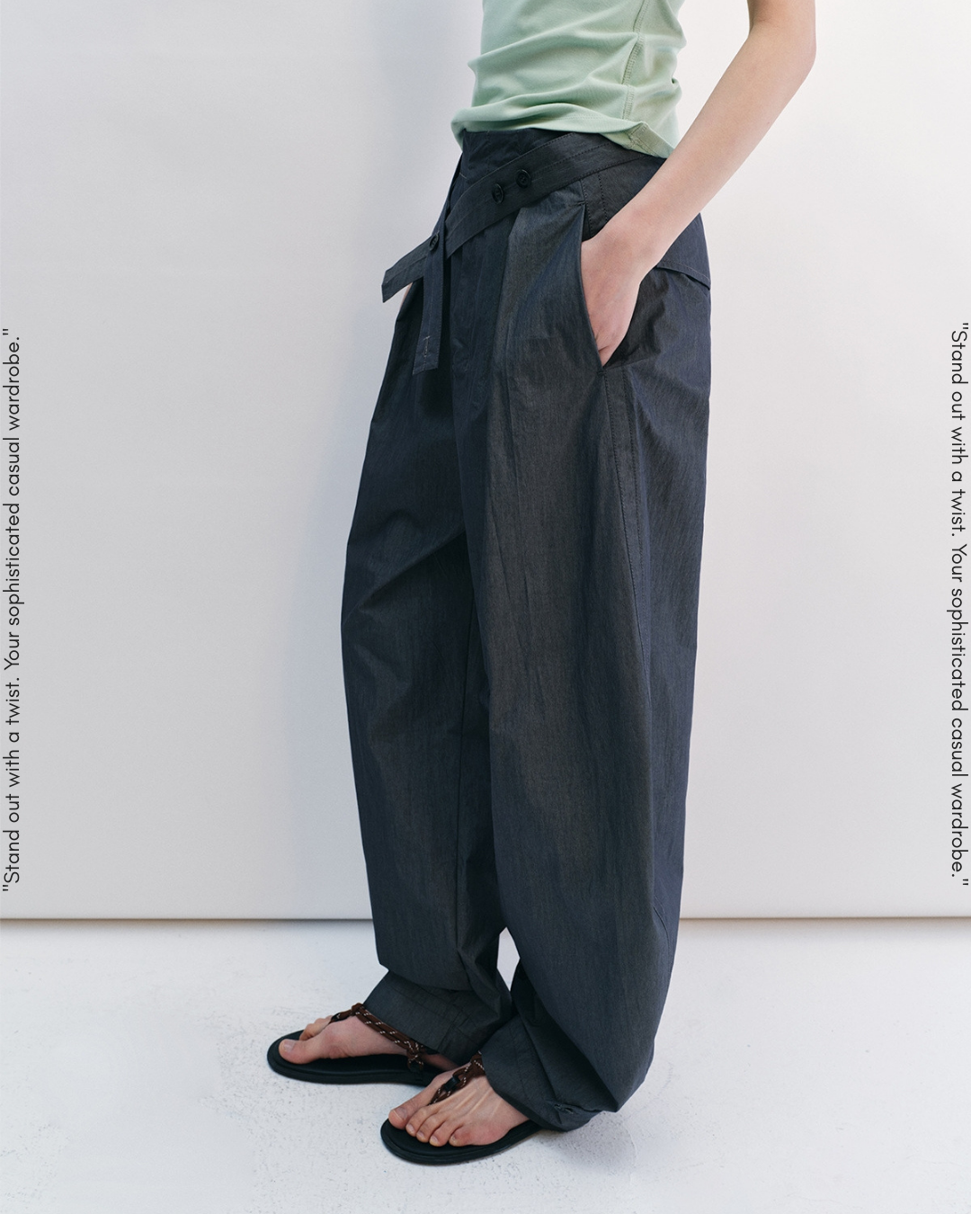 waist mark tuck pants 3color【NINE0206】