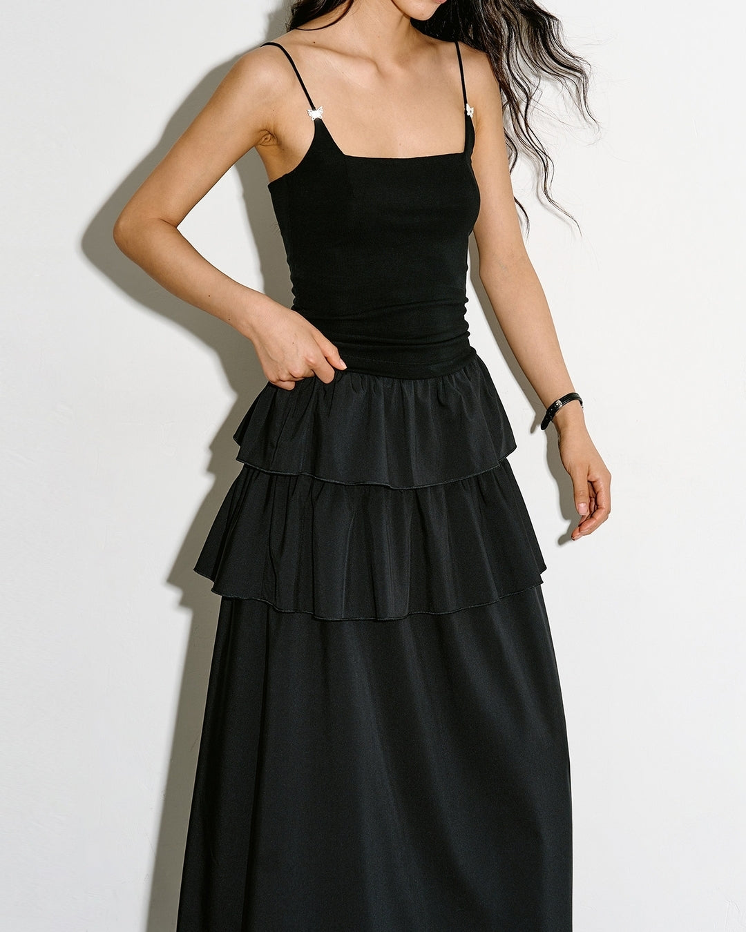 tiered a-line long skirt【NINE0338】