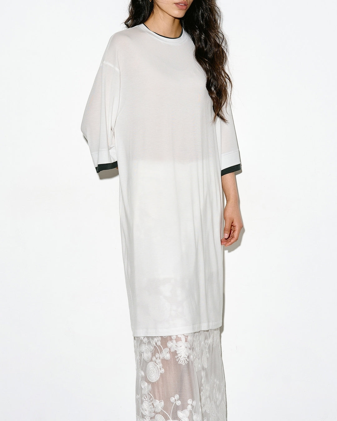 oversized two-tone t-shirt 2color【NINE0327】
