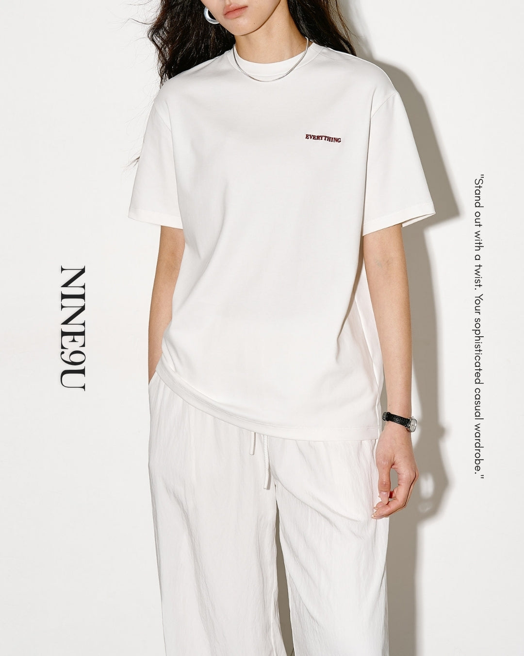 mini print basic t-shirt 2color【NINE0351】