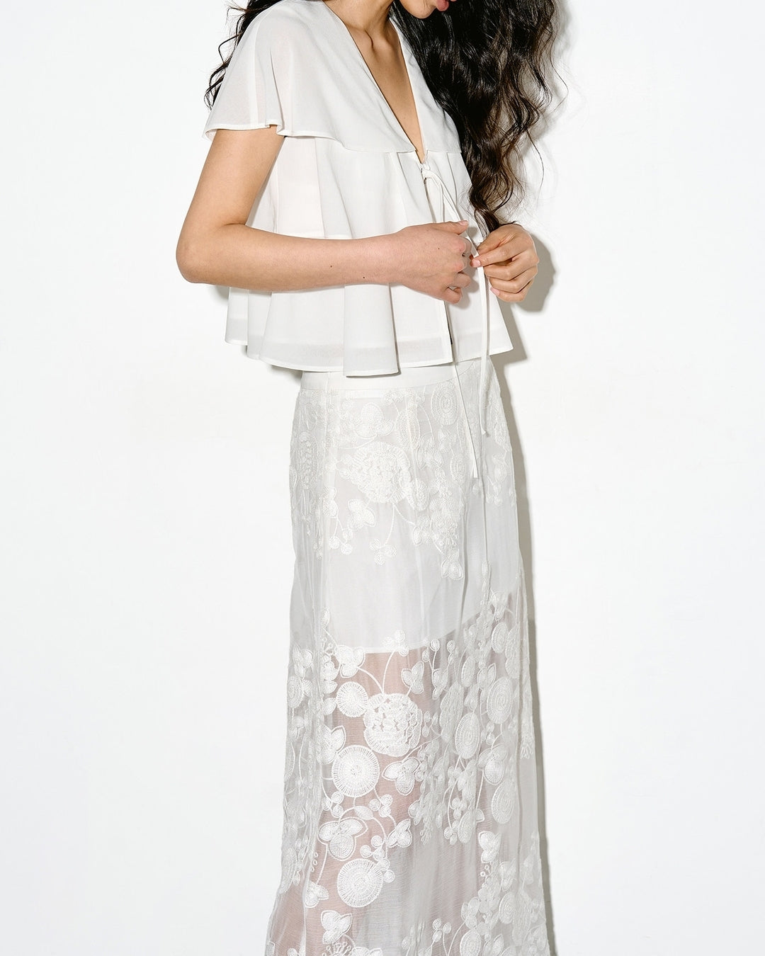 lace sheer long skirt【NINE0346】