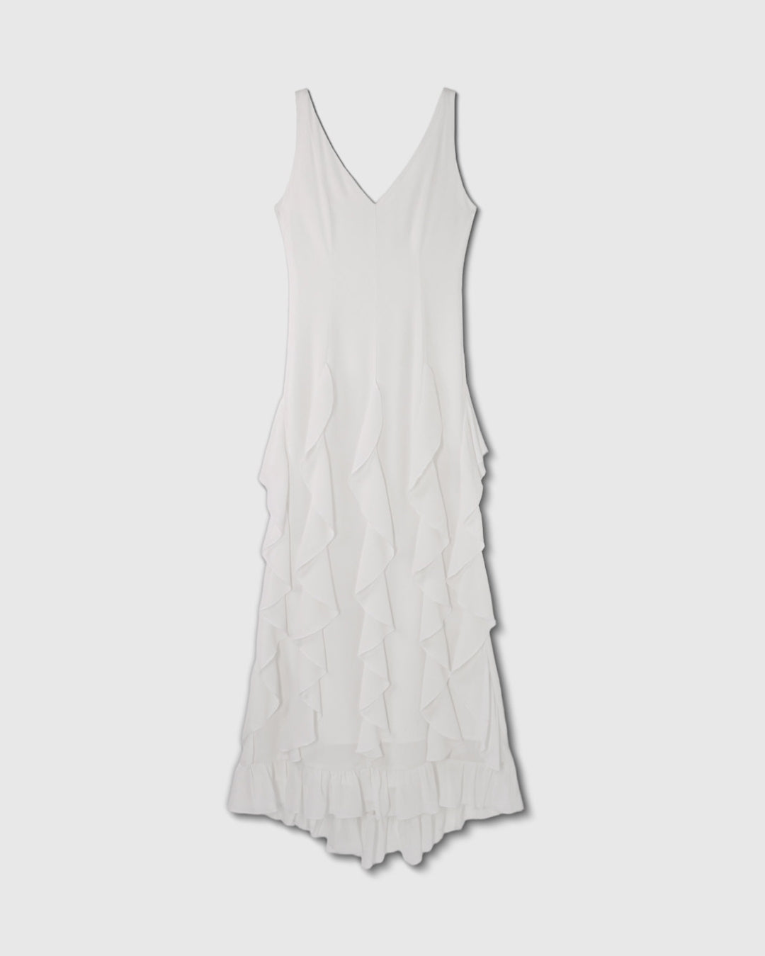v-neck frilled long one-piece【NINE0343】