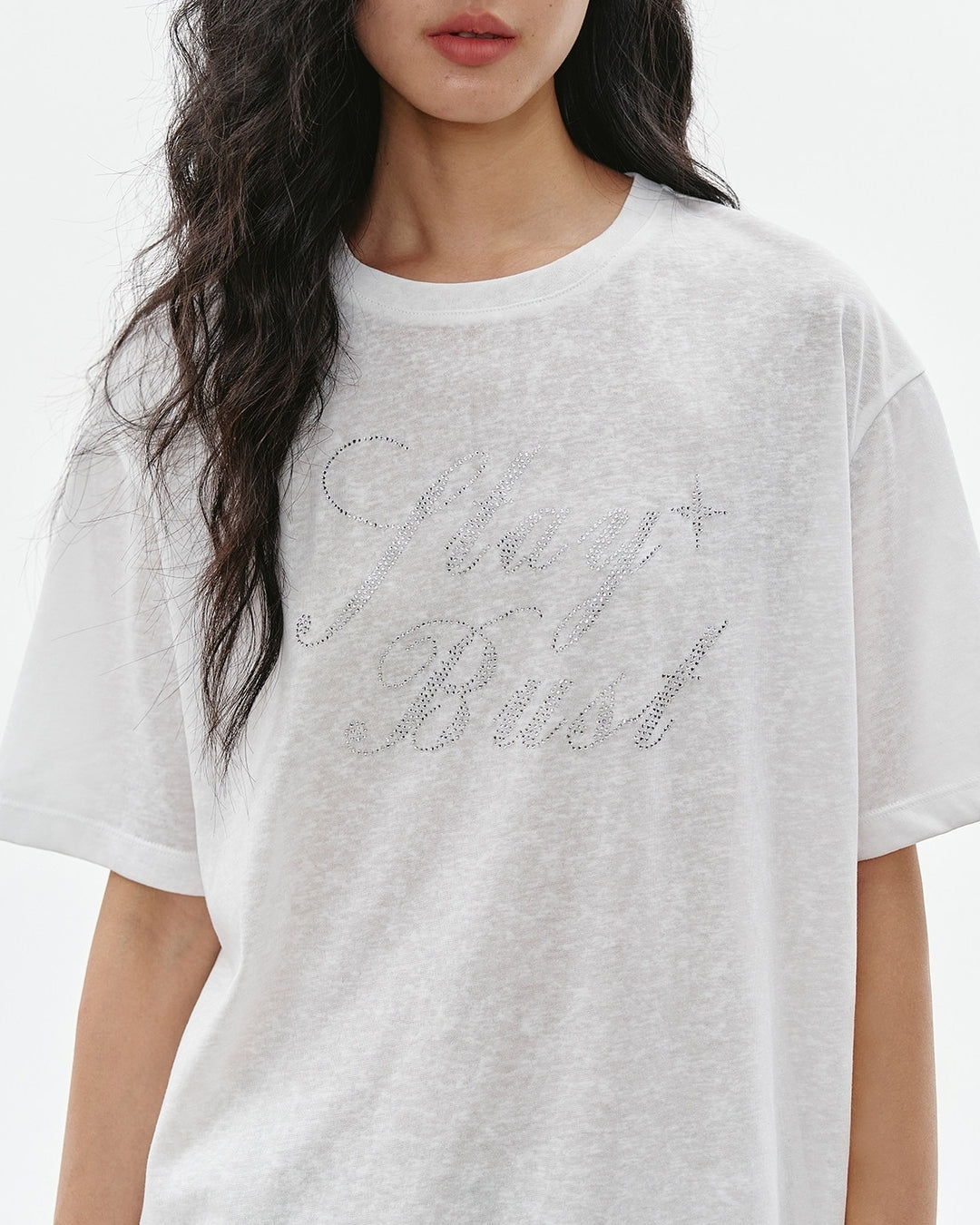 rhinestone logo t-shirt 2color【NINE0306】