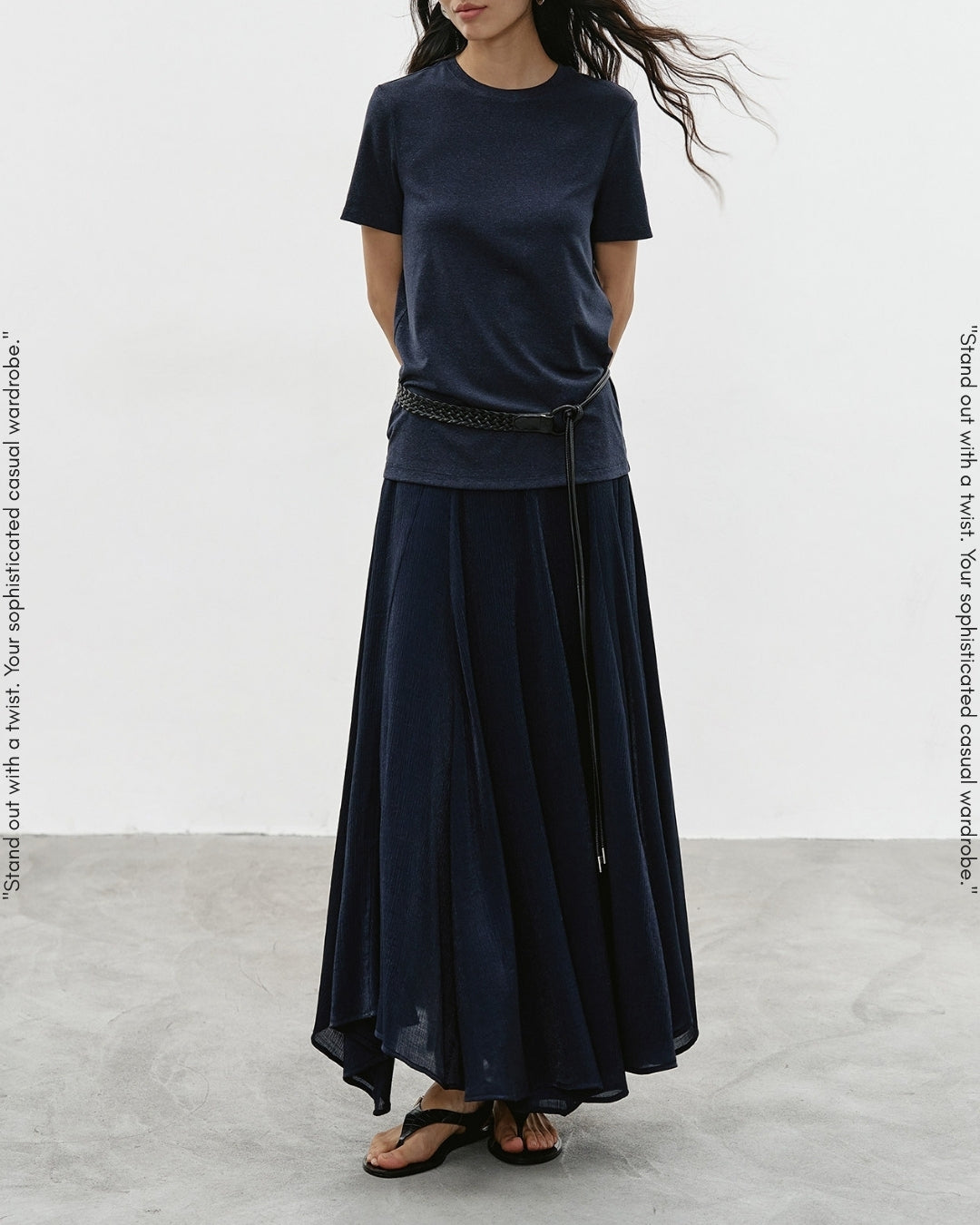 asymmetrical hem flare skirt【NINE0339】
