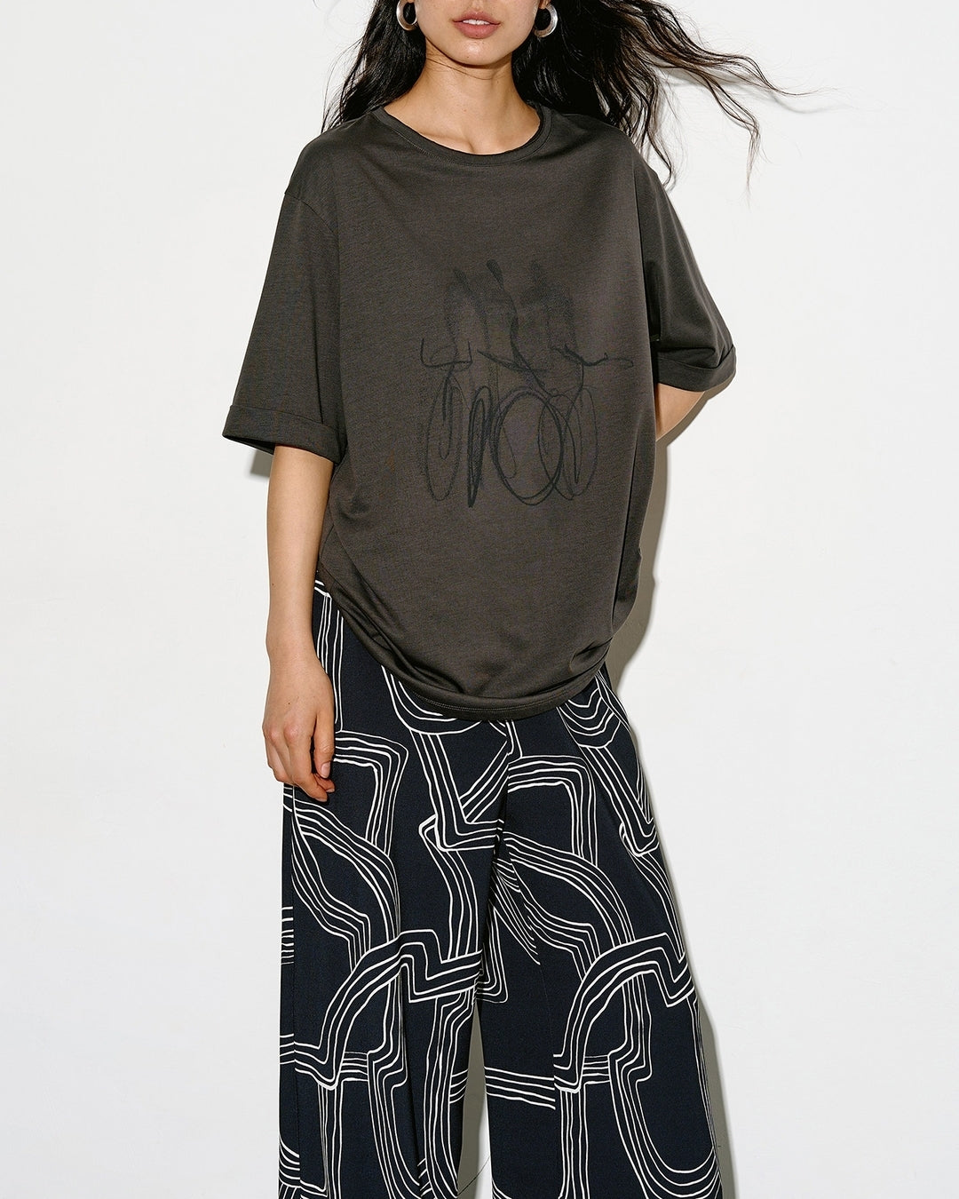 nuance print oversized t-shirt 2color【NINE0325】