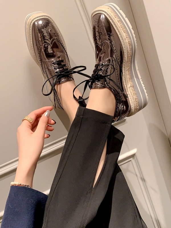 platform hemp metallic sneakers 3color【NINE8651】