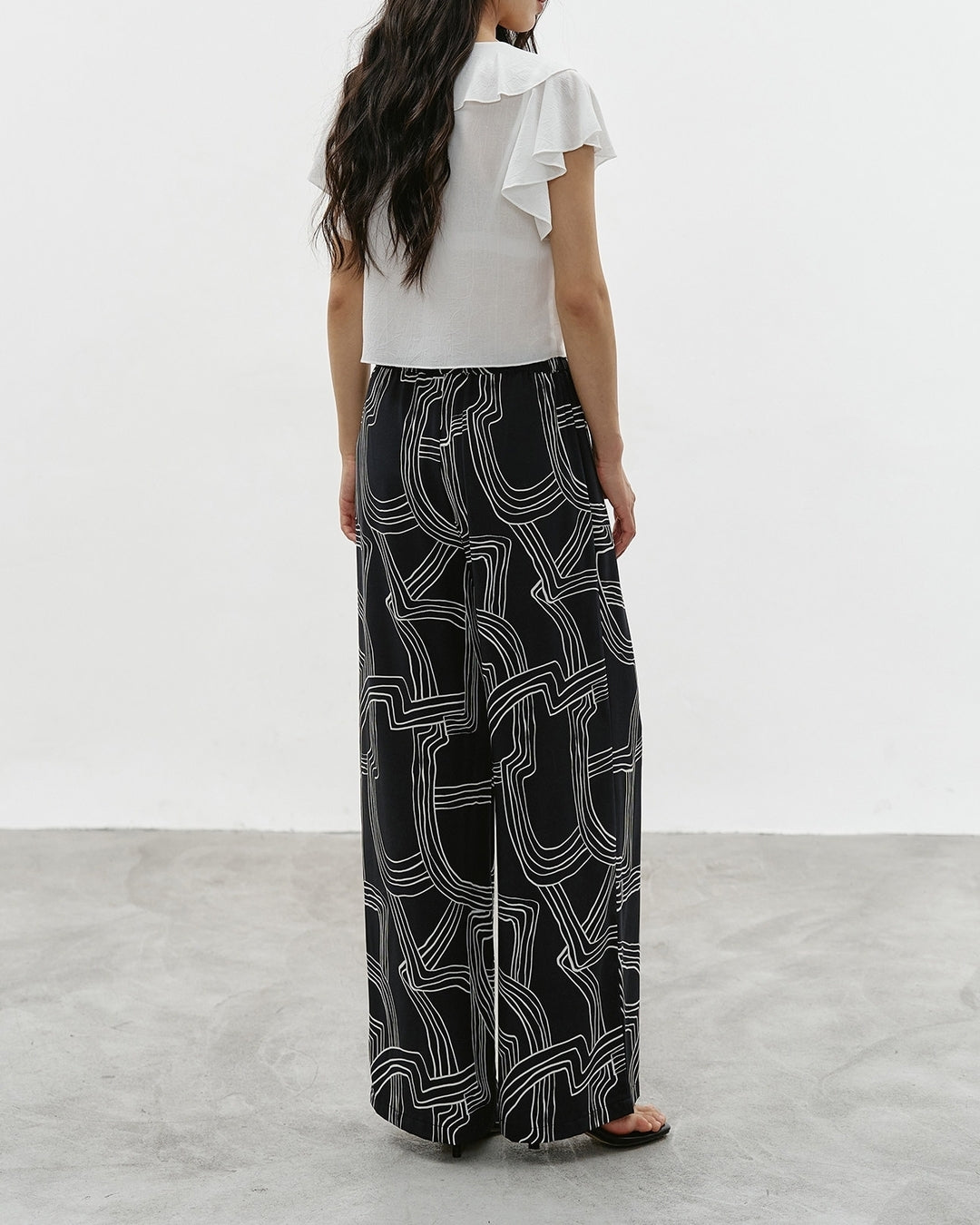 geometric-patterned wide leg pants【NINE0328】