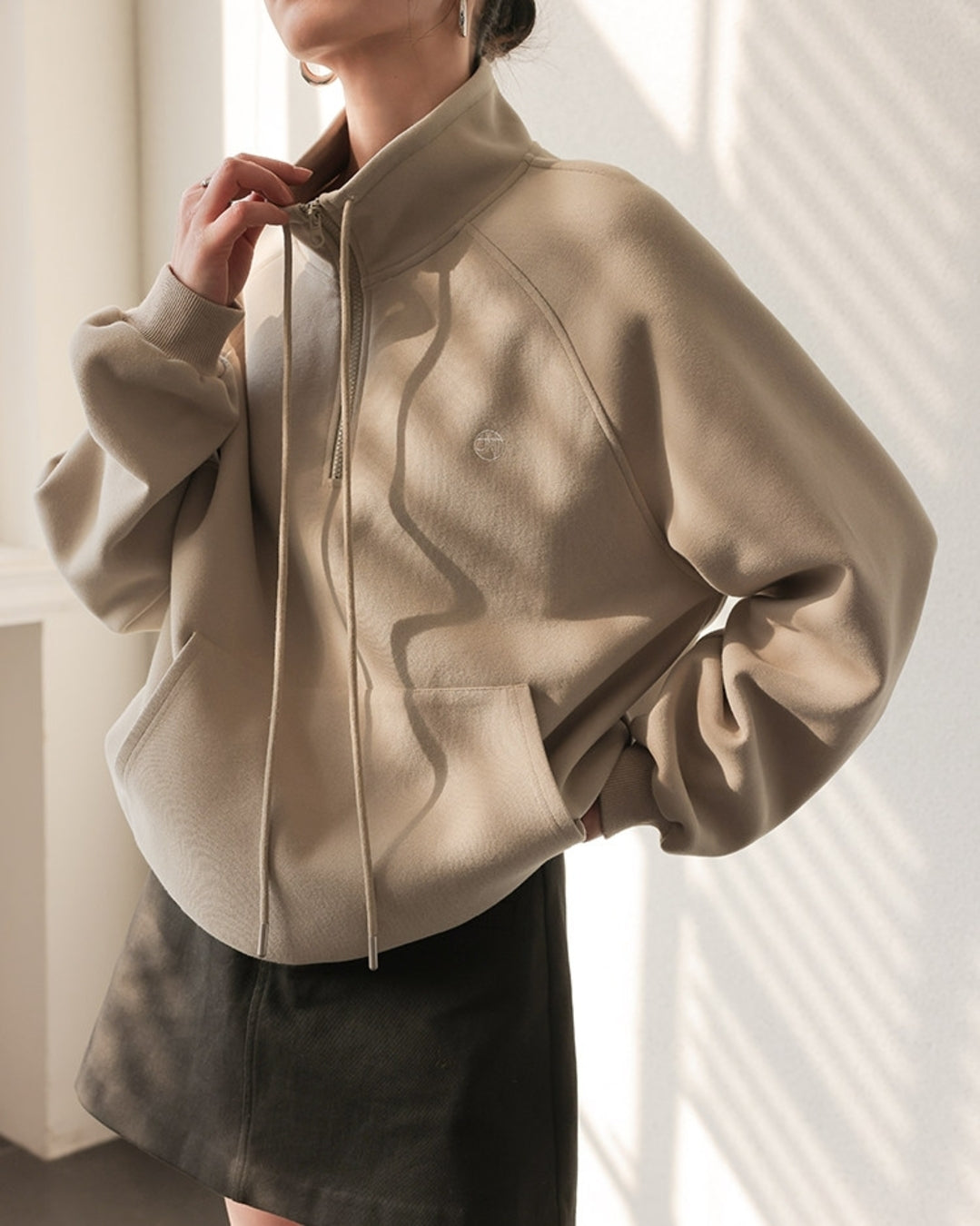 stand collar half-zip sweatshirt 2color【NINE0223】