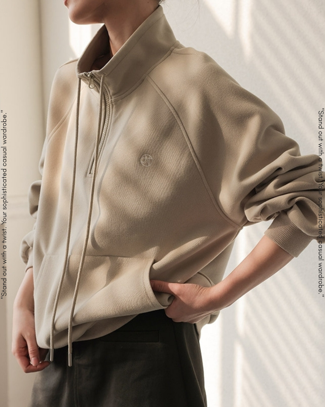 stand collar half-zip sweatshirt 2color【NINE0223】