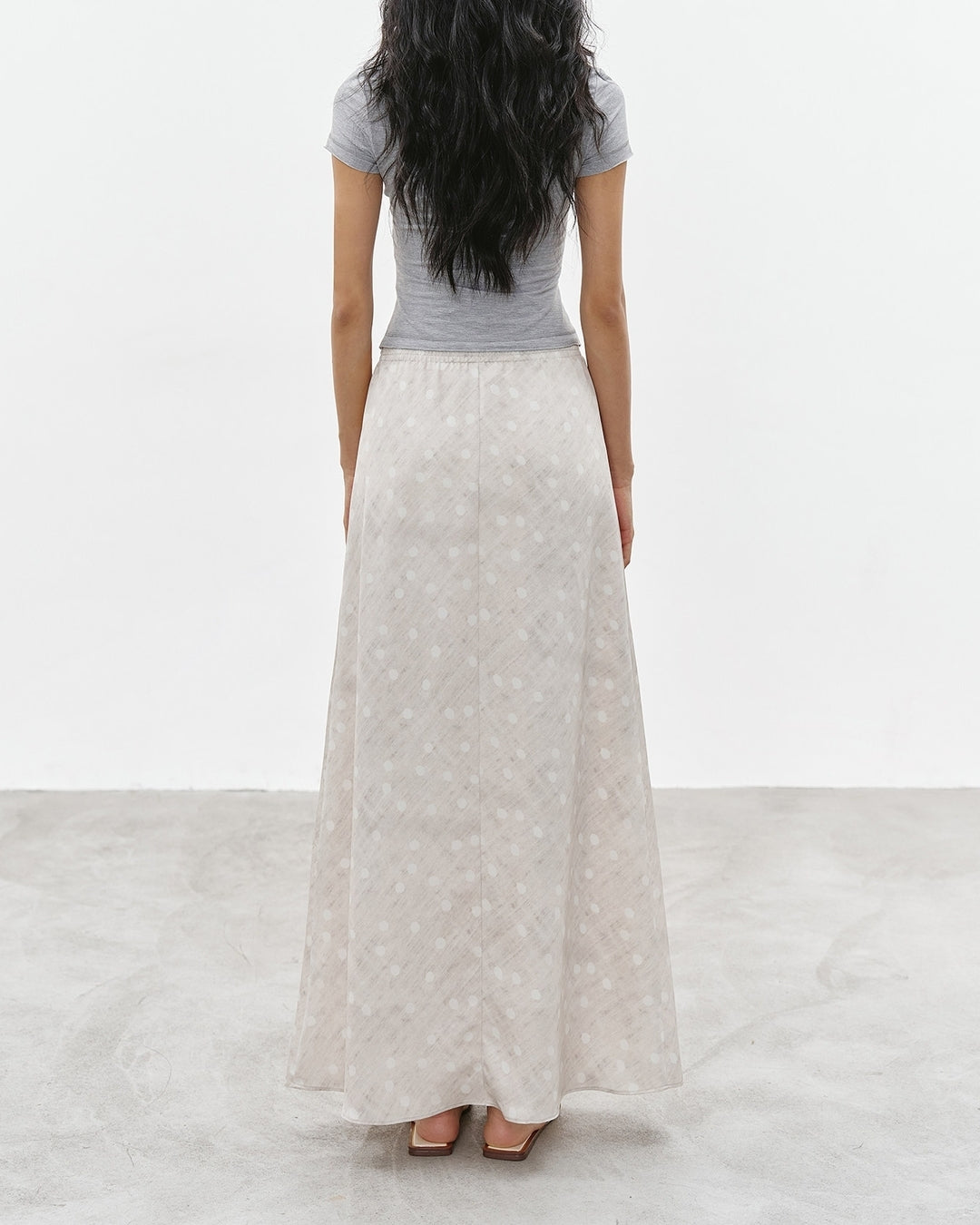 polka dot a-line long skirt【NINE0318】