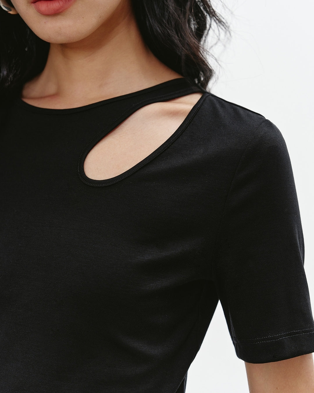 cut-out asymmetrical t-shirt 2color【NINE0310】