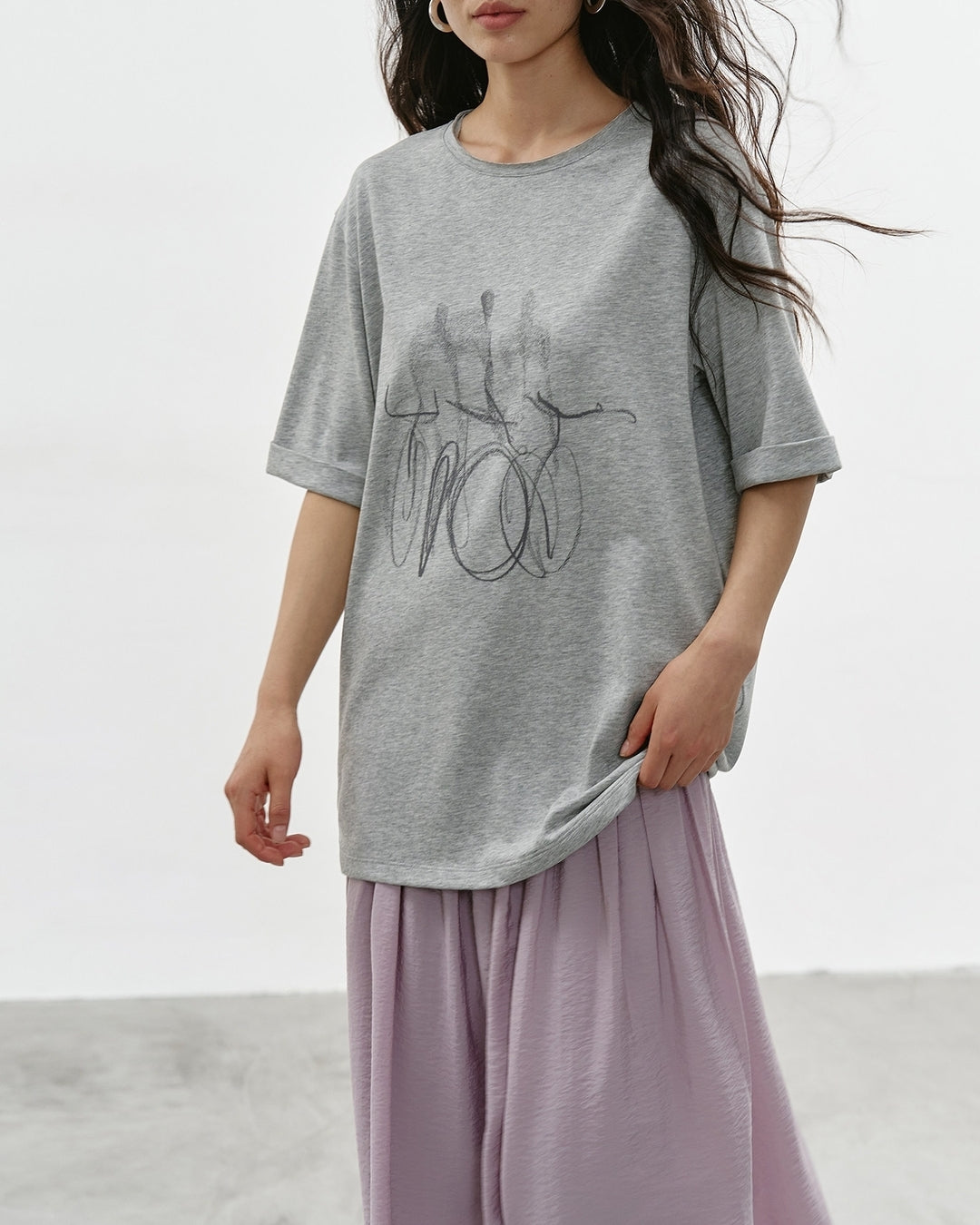 nuance print oversized t-shirt 2color【NINE0325】