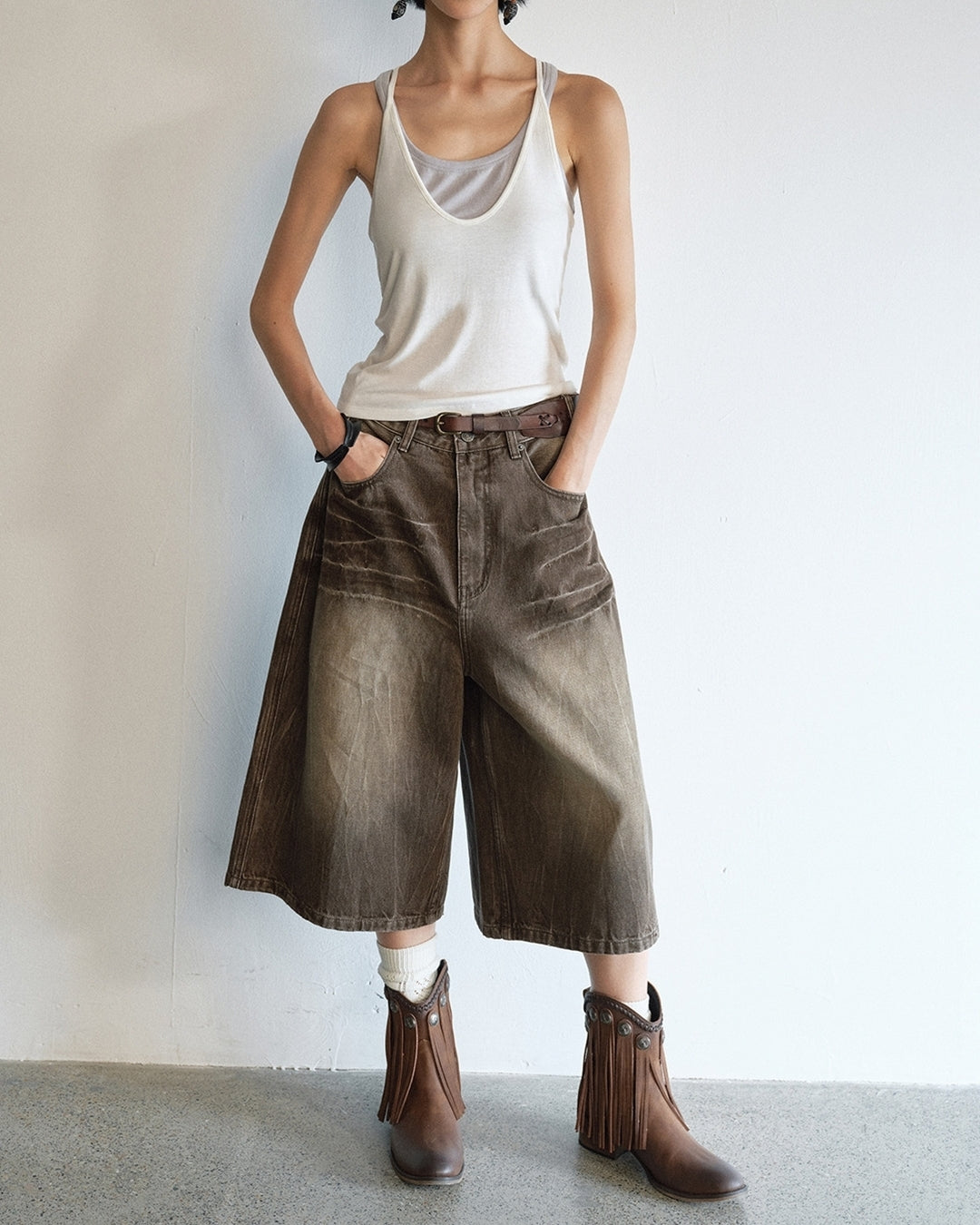 bicolor fake layered camisole 3color【NINE0205】
